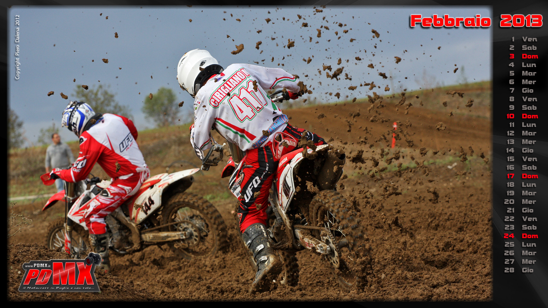 Honda CRF, Motocross, Calendario, Febbraio 2013, Fango, Full HD, sfondo per PC e portatile