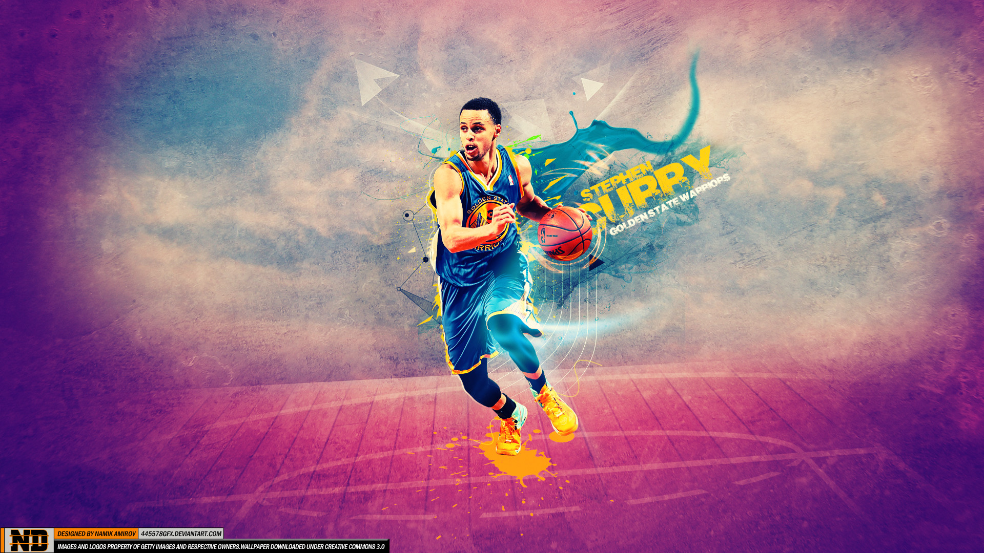Stephen Curry, Golden State Warriors, Arte digitale, Viola, Full HD, sfondo per PC e portatile