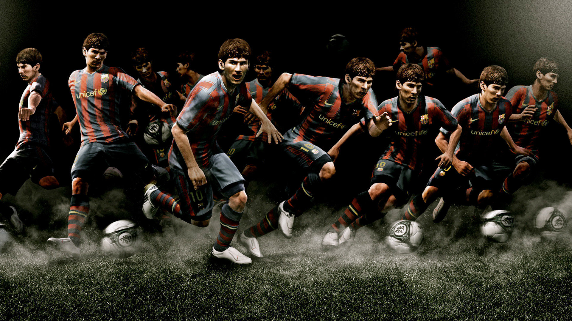 Lionel Messi, FC Barcelona, Fotomontaggio, Polvere, 1920x1080, sfondo per PC