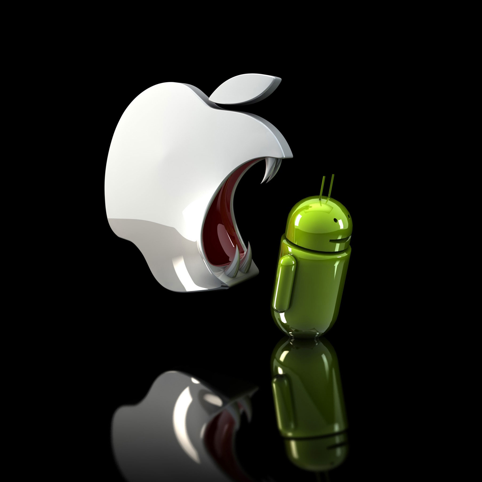 Android, Logo Apple, Bugdroid, Morso, Full HD, wallpaper per tablet