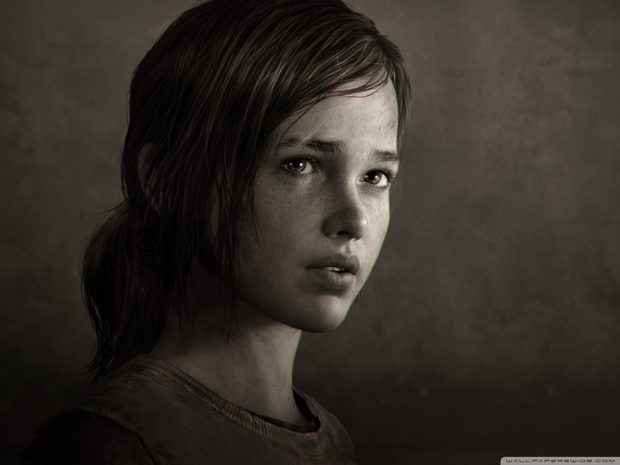 The Last of Us, Ellie, Ritratto, Seppia, Full HD, sfondo per iPad e tablet