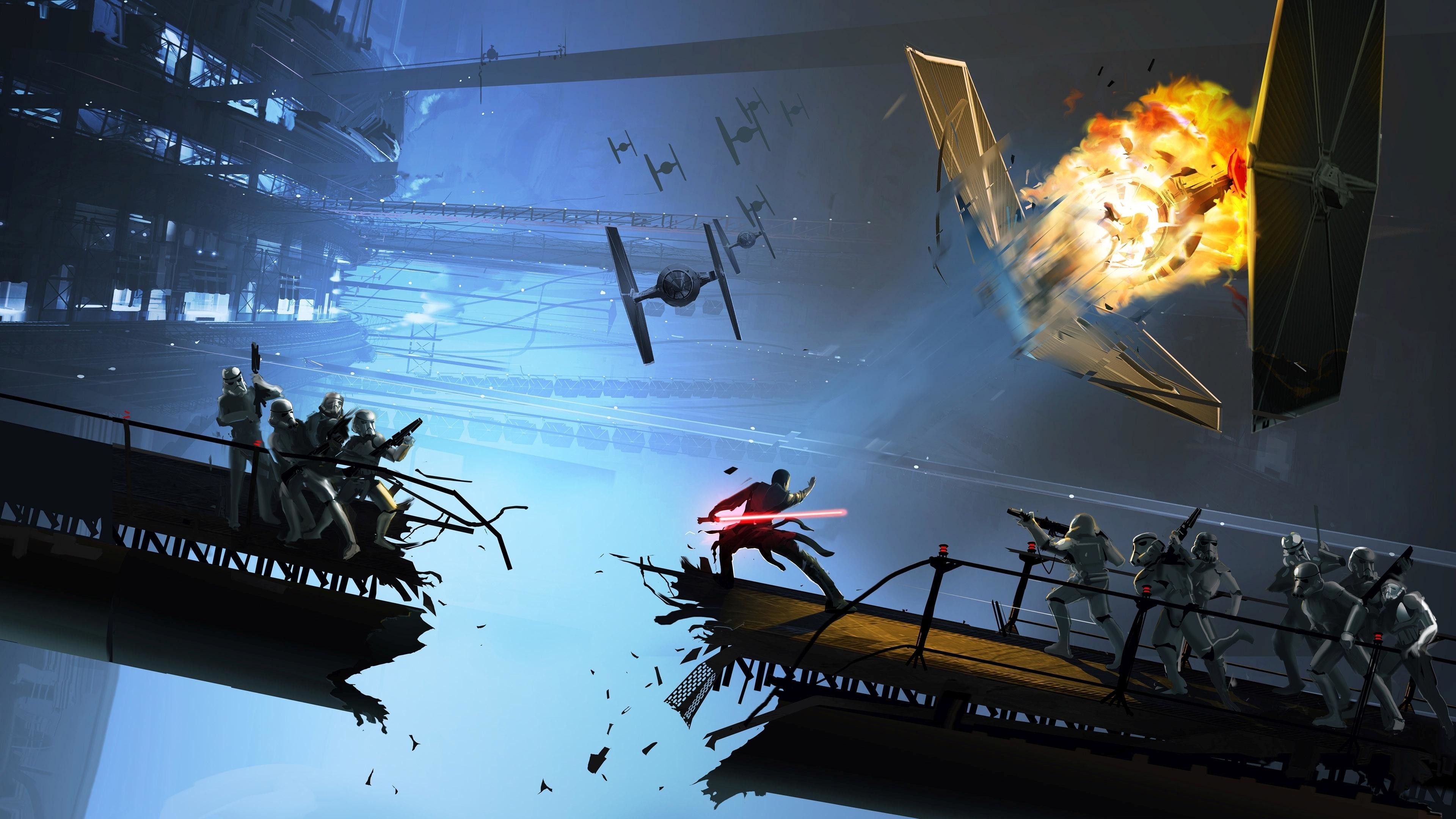 Luke Skywalker, Darth Vader, Bespin, TIE fighter, Concept art, 3840x2160, sfondo per PC