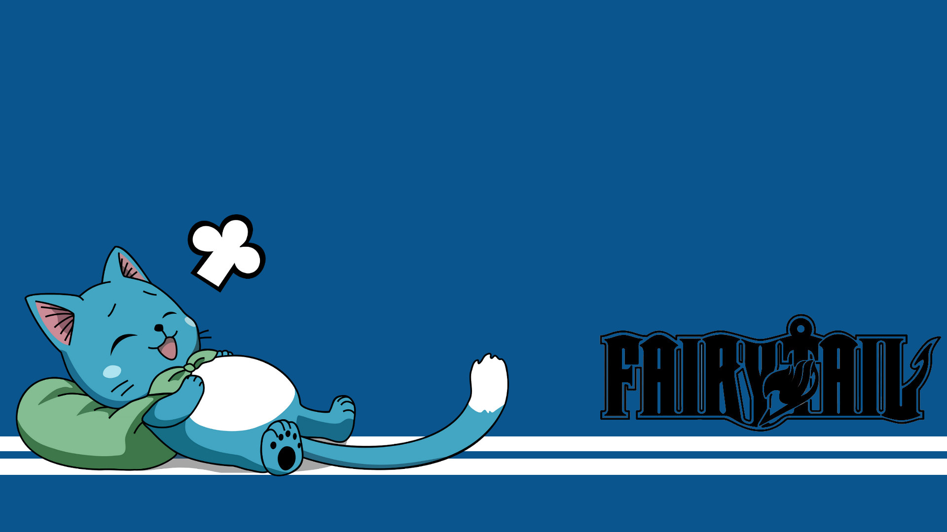 Happy, Fairy Tail, Logo, Blu, Minimalista, 16:9 Full HD, sfondo widescreen