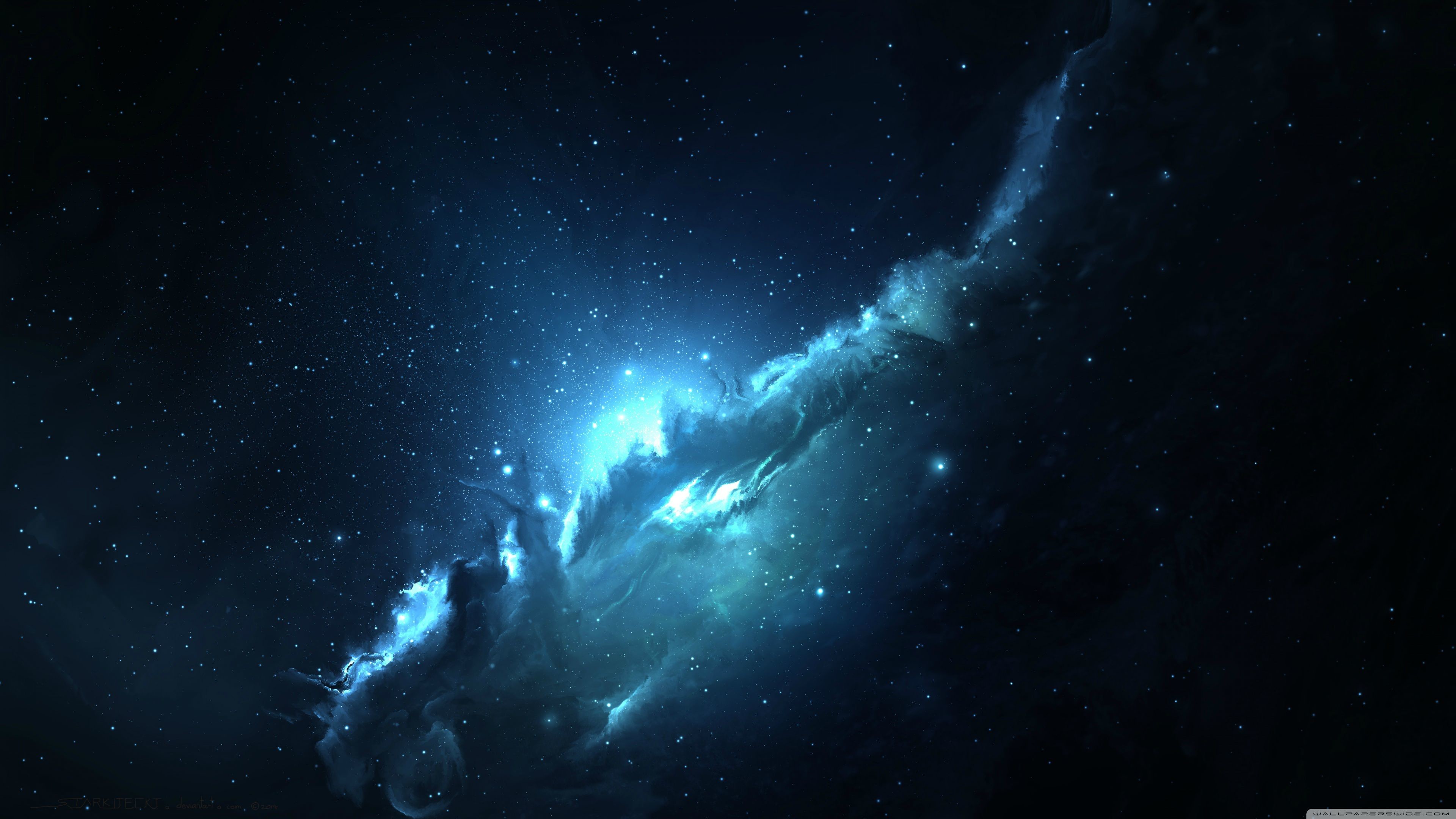Nebulosa, Azzurro, Stelle, 16:9 4K, sfondo widescreen