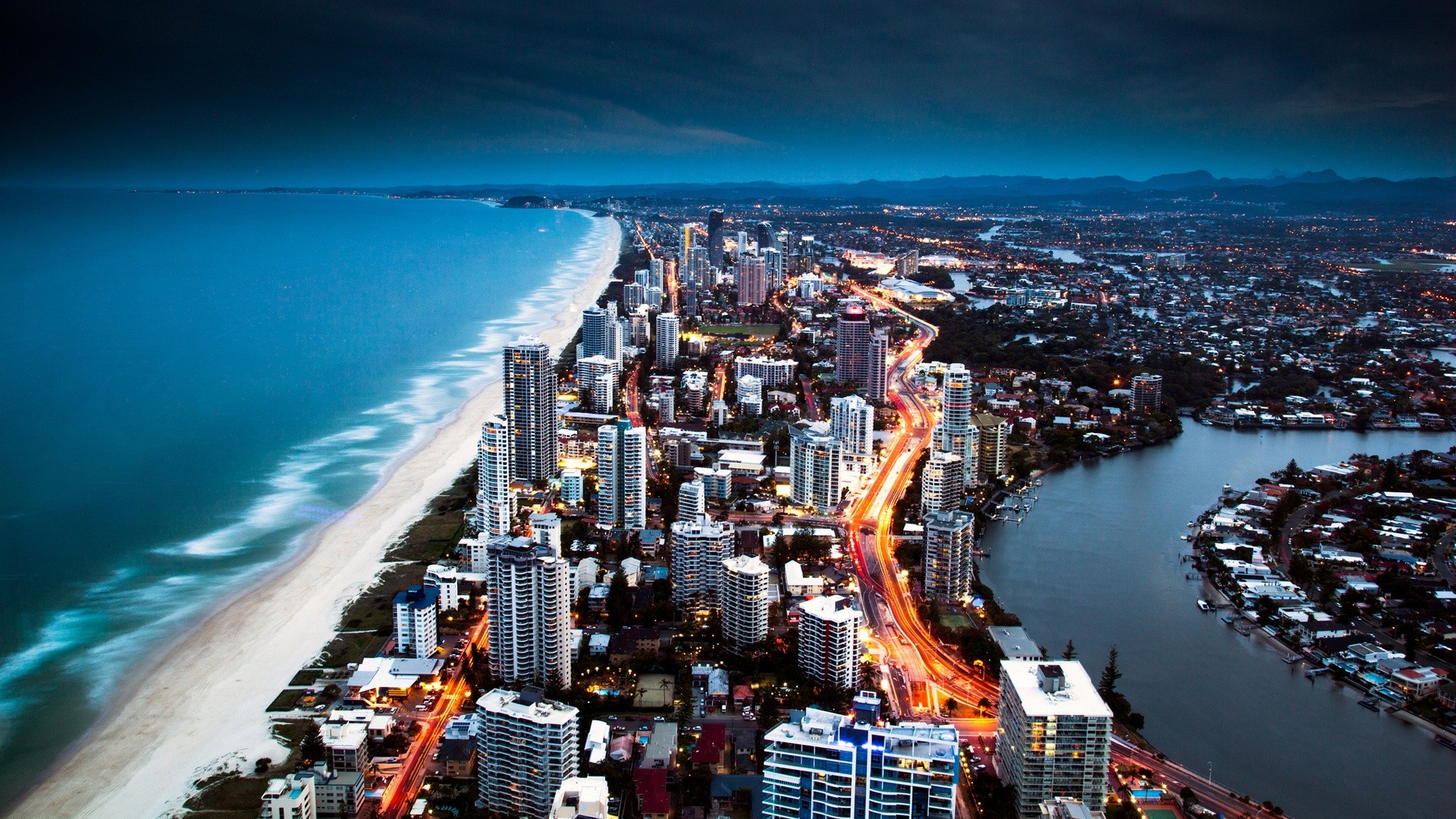 Gold Coast, Surfers Paradise, Australia, Vista aerea, Spiaggia, 1920x1080, immagine di sfondo
