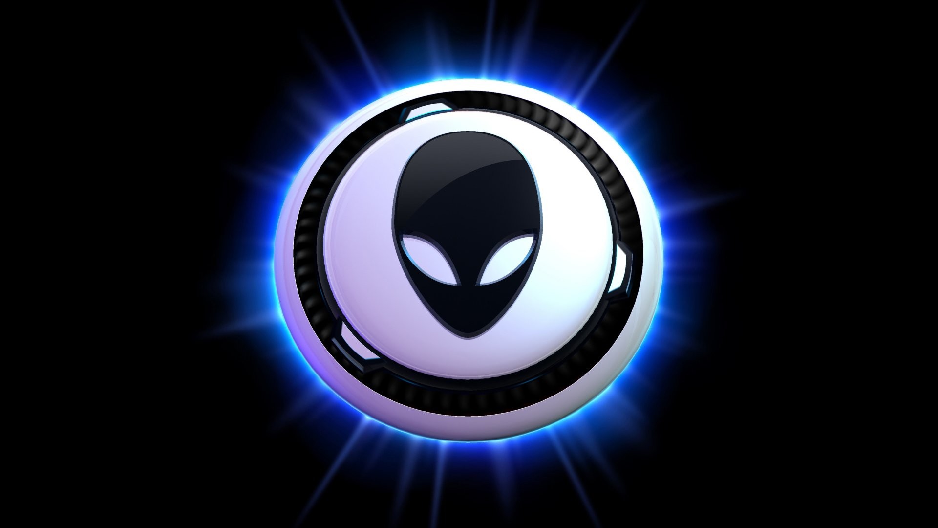 Alienware, Logo alieno, Luce blu, Full HD, sfondo per PC