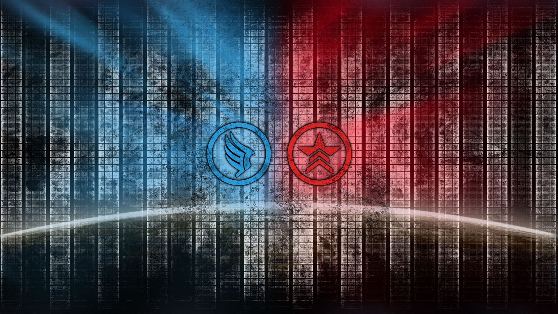 Mass Effect, Simbolo Paragon, Simbolo Renegade, Rosso e blu, 16:9 Full HD, wallpaper widescreen