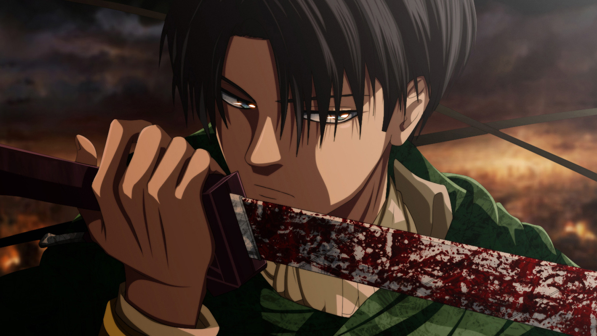 Levi Ackerman, L'attacco dei giganti, Lama, Primo piano, Full HD, sfondo desktop