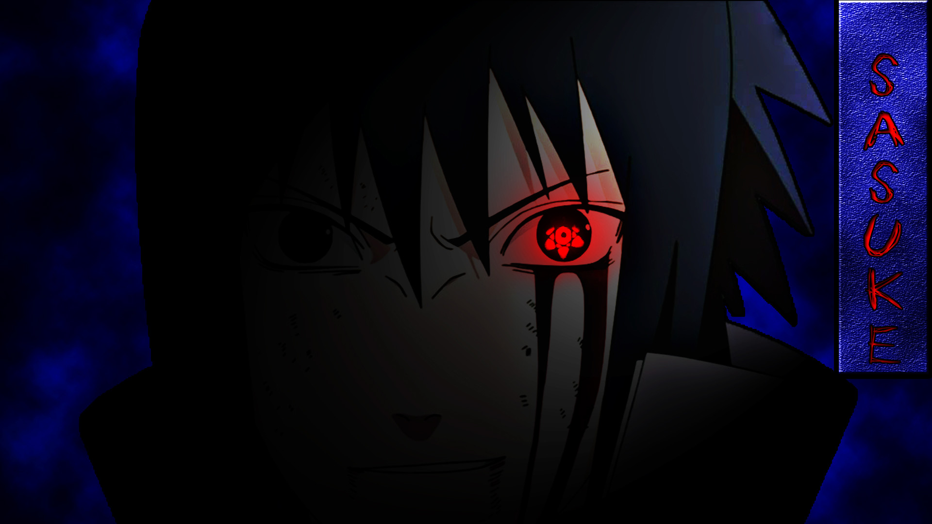 Sasuke Uchiha, Mangekyō Sharingan, Naruto, Blu, Full HD, sfondo Windows 11
