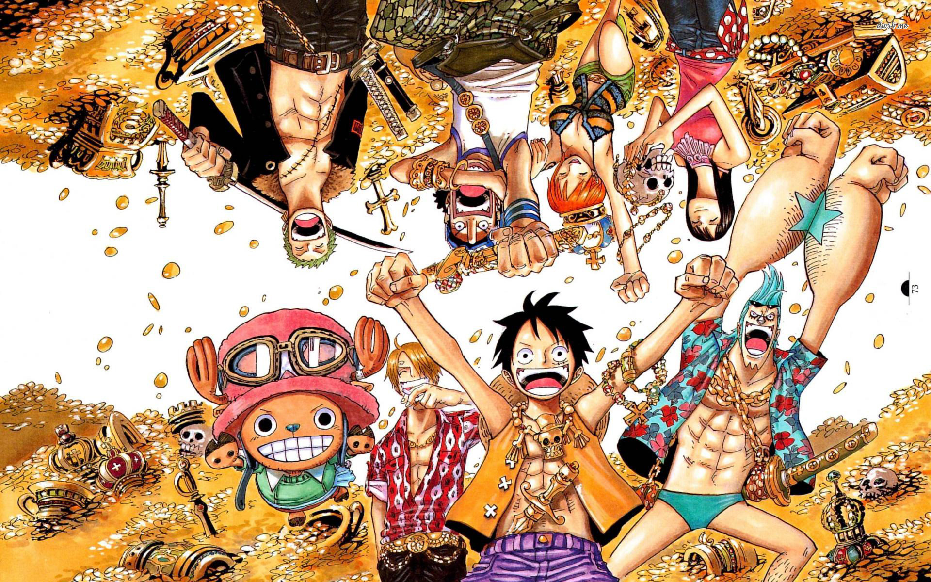 One Piece, Monkey D. Luffy, Tony Tony Chopper, Franky, Tesoro, Full HD, wallpaper per portatile