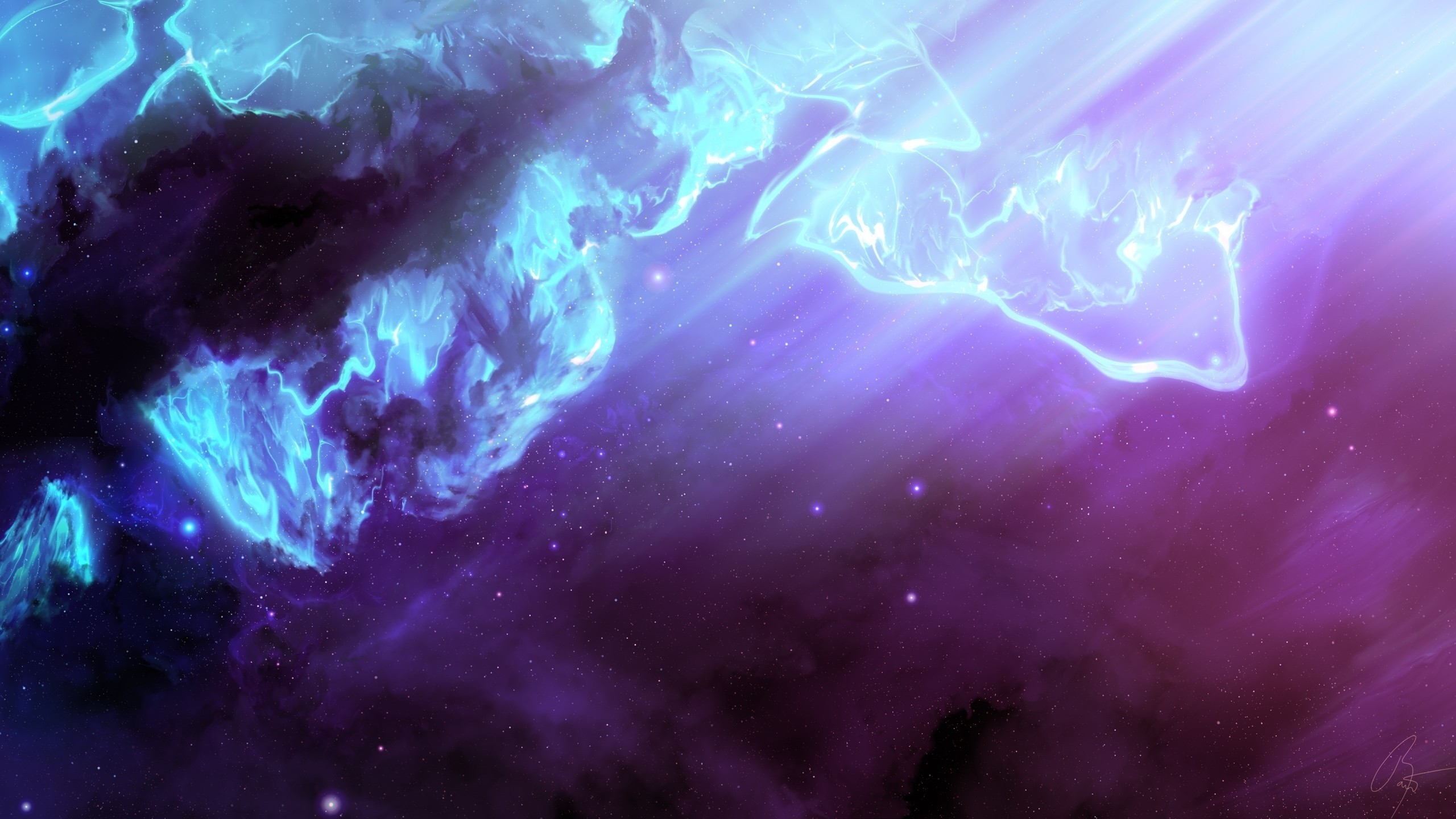 Nebulosa, Astratto, Viola, Turchese, 2560x1440, immagine di sfondo