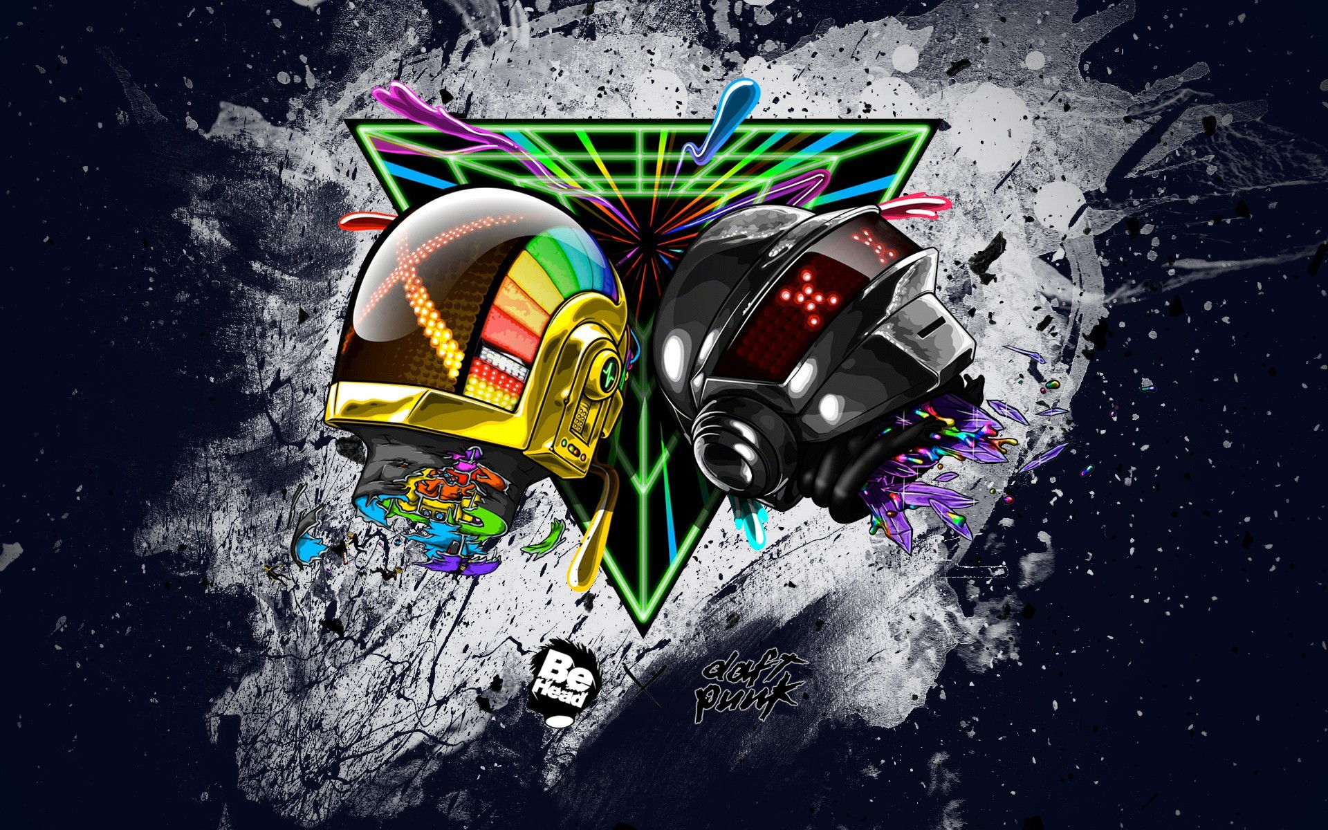Daft Punk, Caschi, Arte digitale, Schizzi, Full HD, sfondo per PC e portatile