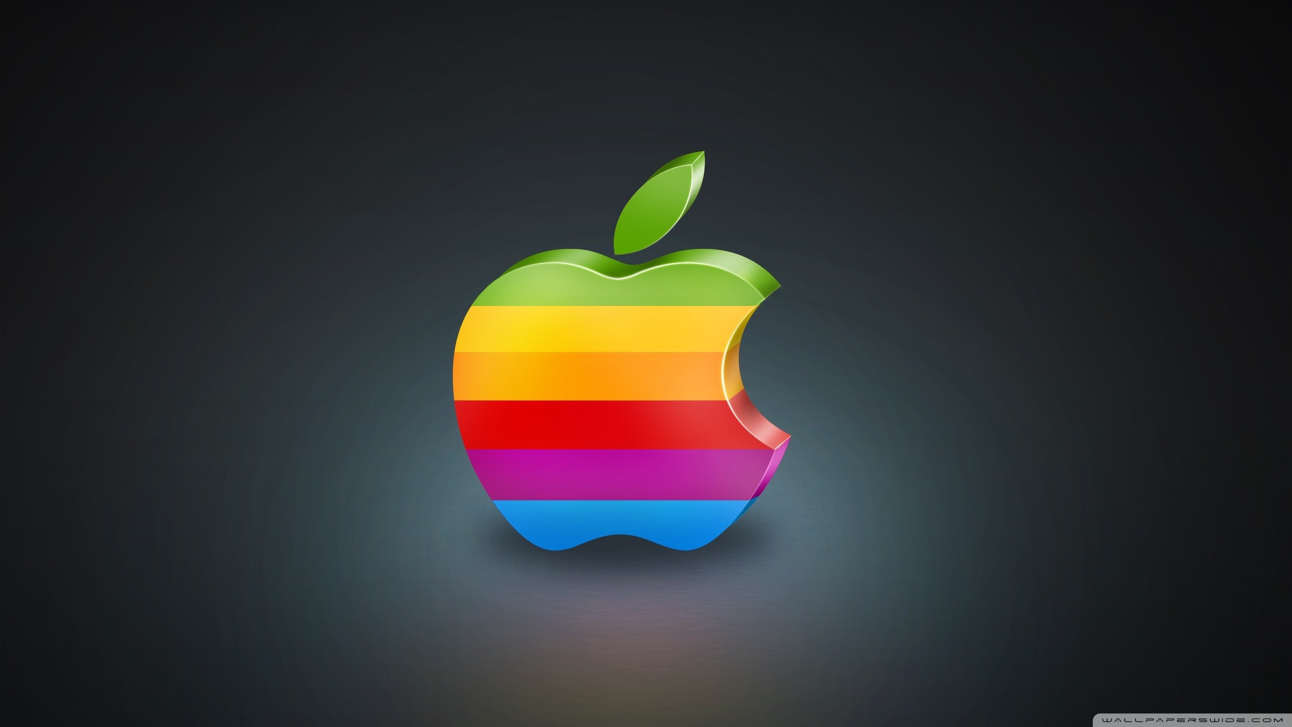 Logo Apple, Arcobaleno retro, Sfondo grigio, 2K, wallpaper MacBook