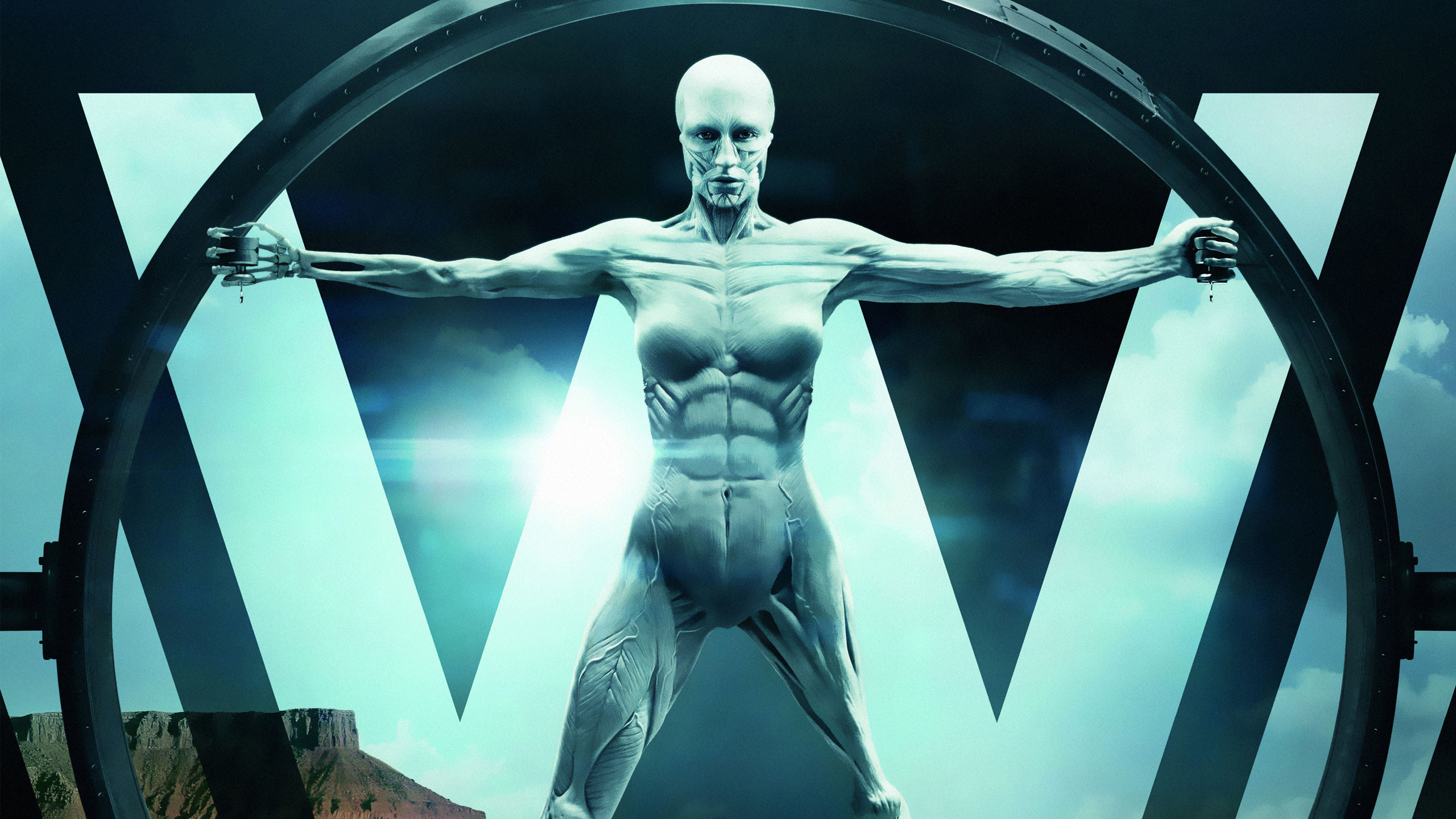 Westworld, Androide, Uomo vitruviano, Logo, 2K 1440p, sfondo desktop