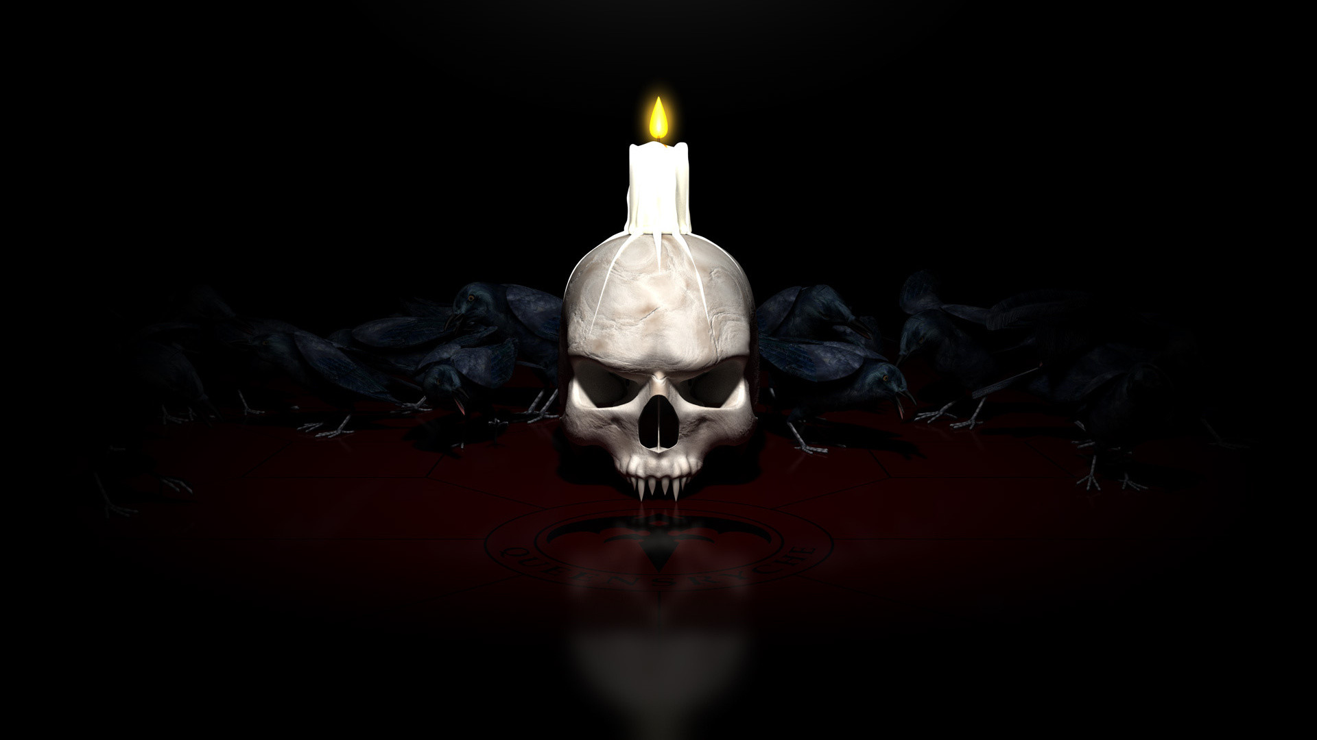 Teschio, Candela, Sfondo nero, Dark, 16:9 Full HD, wallpaper widescreen