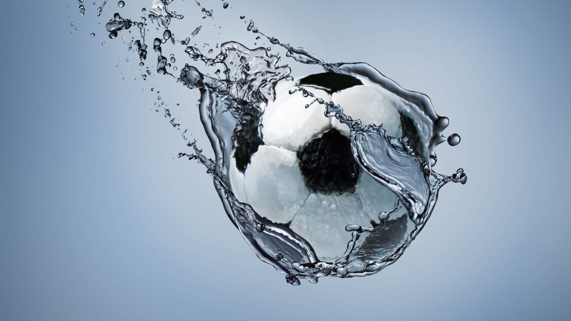 Pallone, Acqua, Spruzzi, Arte digitale, Full HD, wallpaper per PC