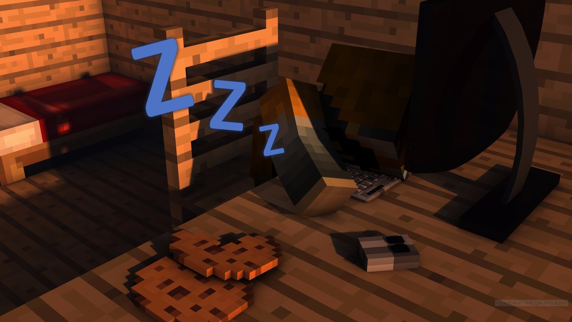 Minecraft, Novaskin, Letto, Sonno, Biscotti, Full HD, sfondo per PC