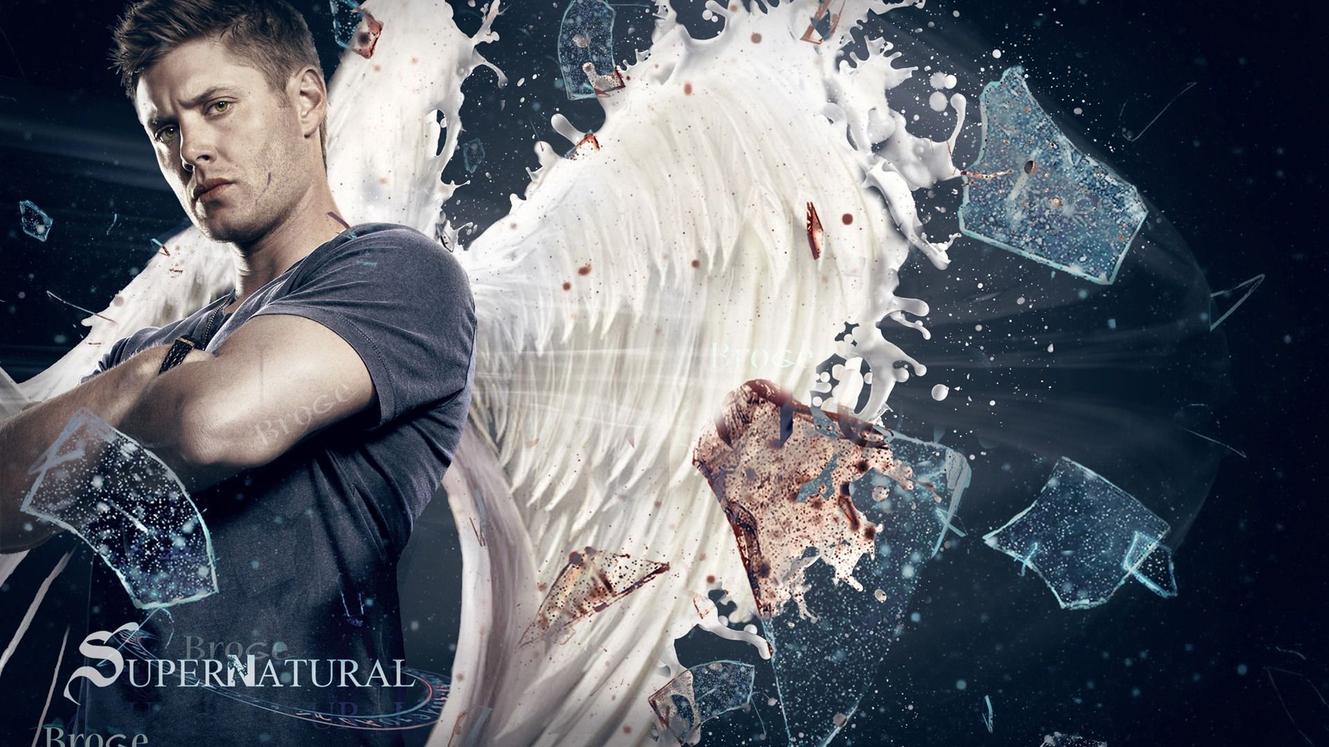 Dean Winchester, Ali d'angelo, Vetri rotti, Supernatural, 1920x1080, wallpaper desktop