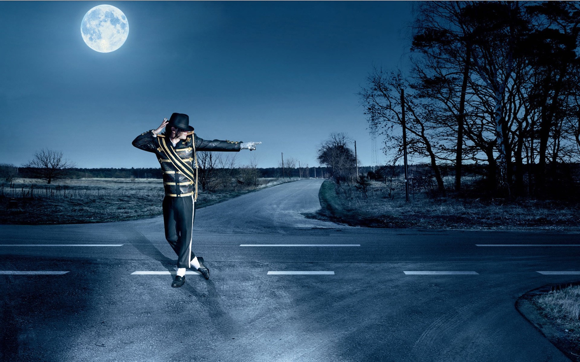 Michael Jackson, Strada, Luna piena, Notte, 1920x1200, sfondo MacBook Pro