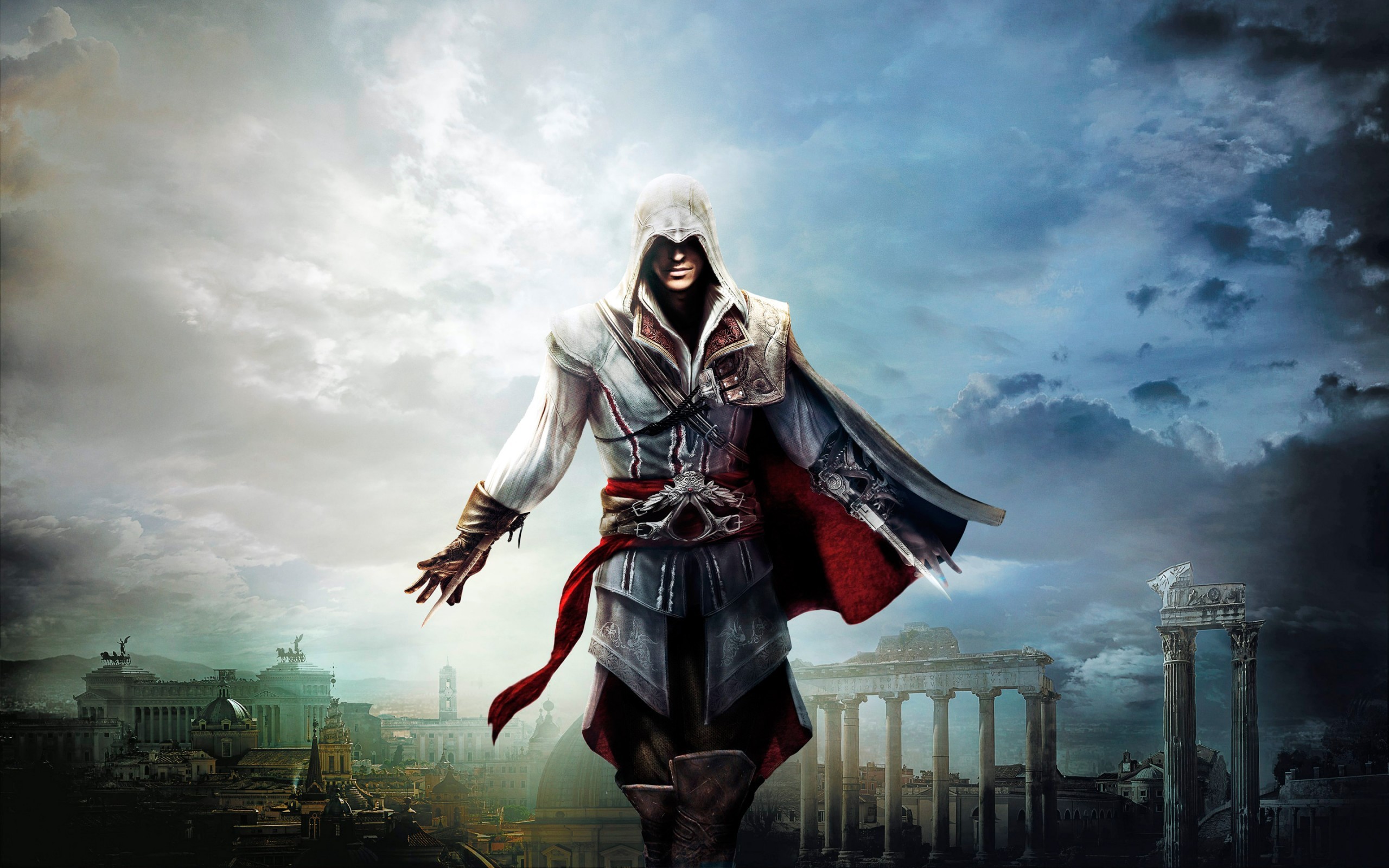 Ezio Auditore, Assassin's Creed: Brotherhood, Roma, Foro Romano, Rovine, Cielo, sfondo 2K
