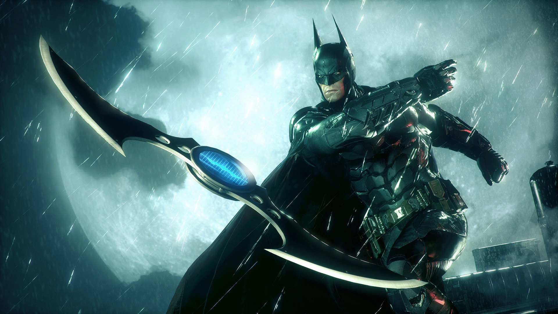Batman, Batman: Arkham Knight, Batarang, Videogioco, Pioggia, Full HD, sfondo desktop
