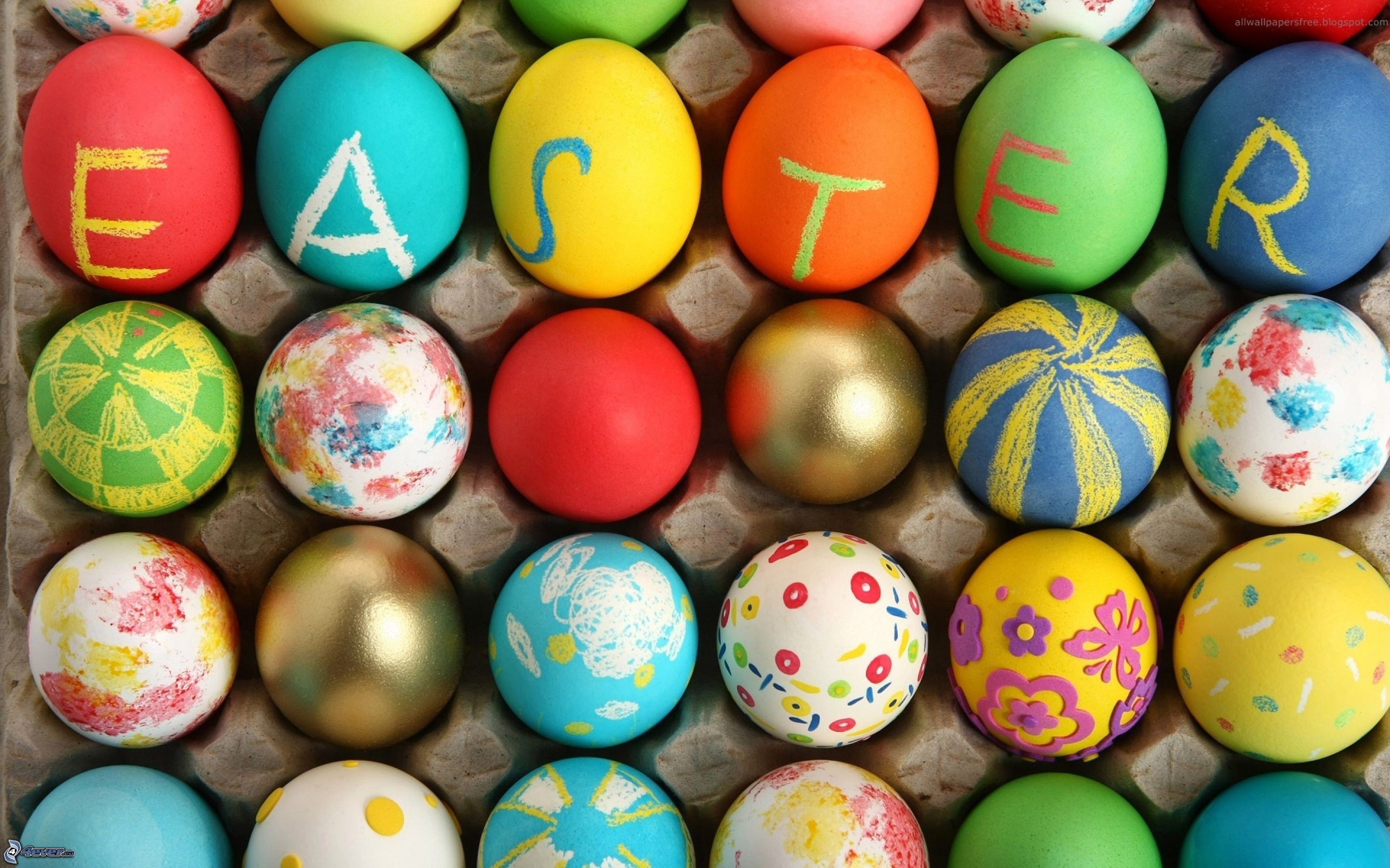 Easter, Uova dipinte, Portauova, Colori vivaci, 16:10 2K, sfondo widescreen