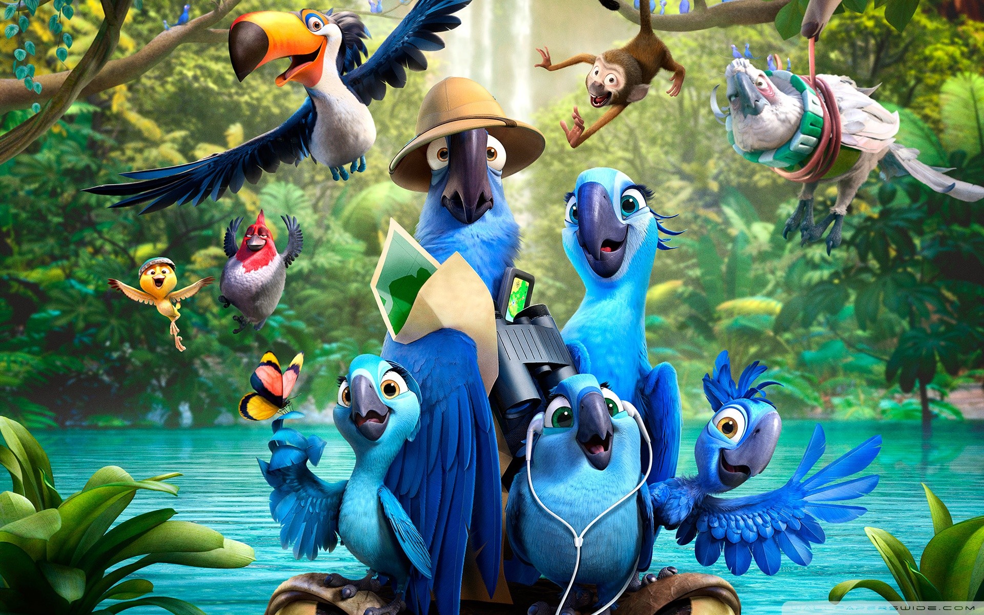 Rio 2, Blu, Gioiel, Pappagalli, Animazione, Full HD, sfondo per portatile