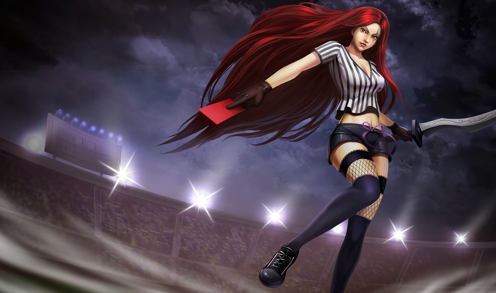 Katarina, Katarina Cartellino Rosso, League of Legends, Stadio, Full HD, sfondo Windows 11