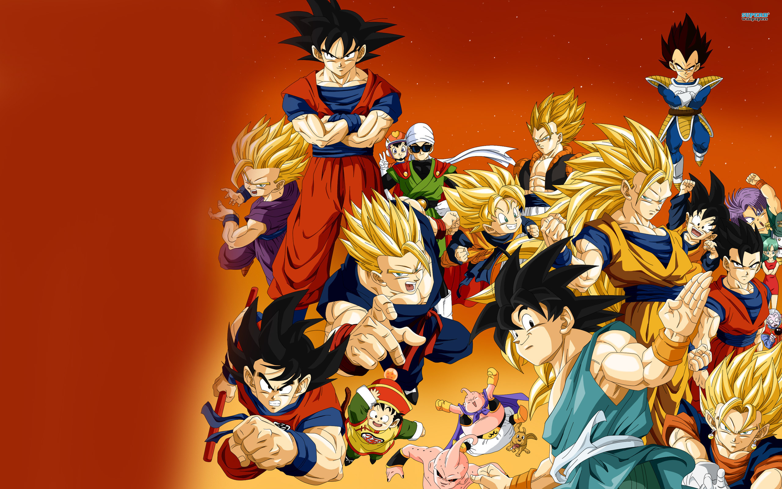 Goku, Vegeta, Dragon Ball, Collage, 2K 1600p, sfondo desktop