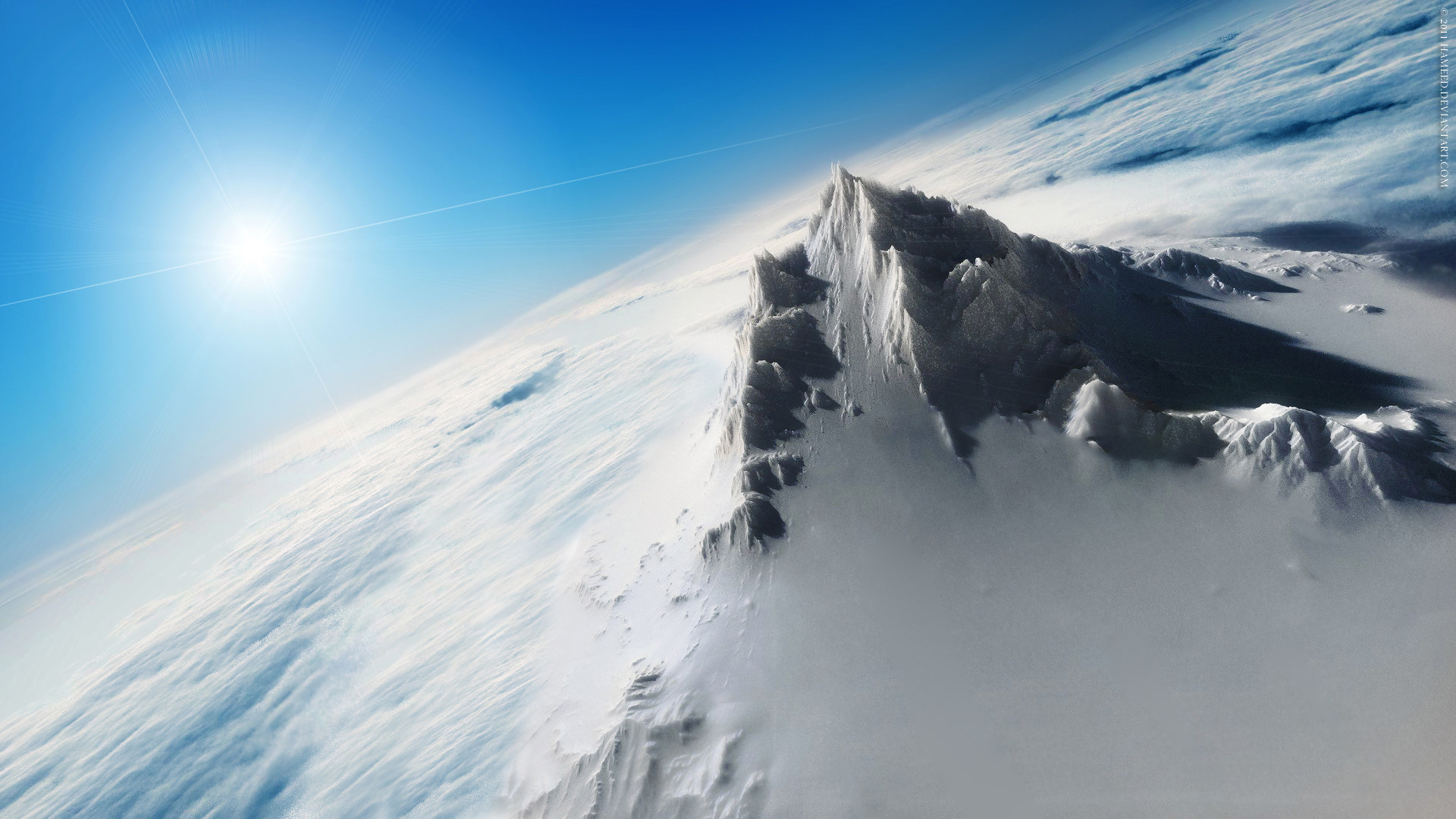 Cresta innevata, Sole, Vento, Montagna, 16:9 Full HD, sfondo widescreen
