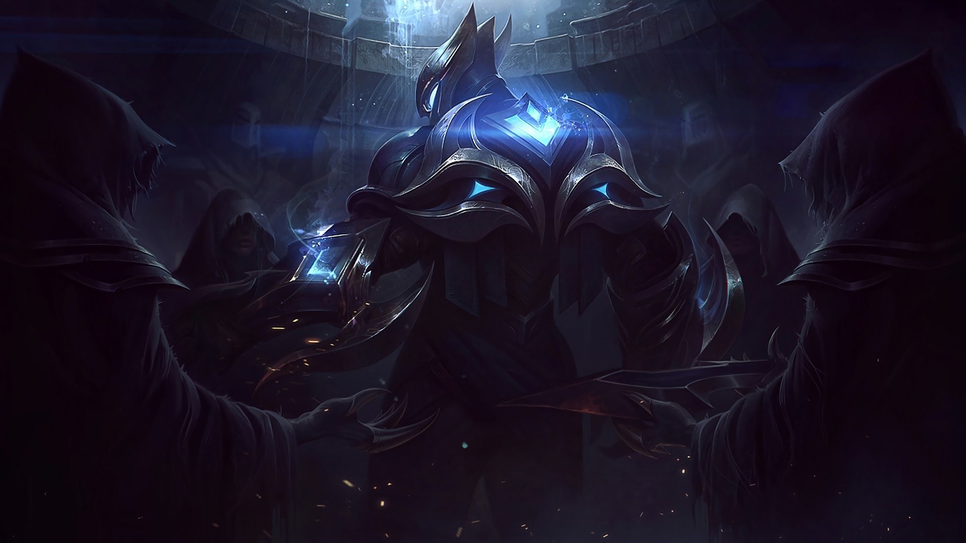 Zed, League of Legends, Sfondo scuro, Blu, Full HD, wallpaper per portatile