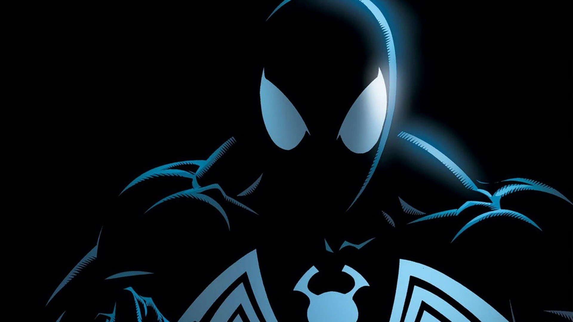 Spider-Man, Costume nero, Marvel, Simbionte, Blu, 1920x1080, immagine di sfondo
