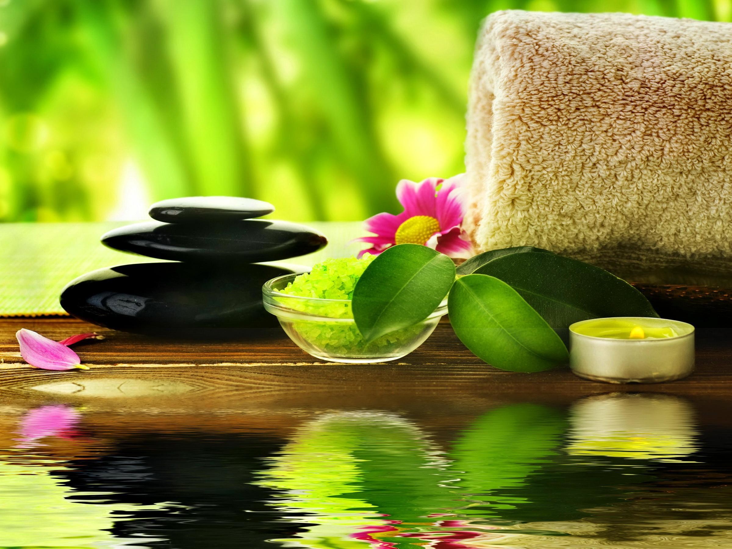 Spa, Pietre zen, Bambù, Asciugamano, Full HD, wallpaper per tablet