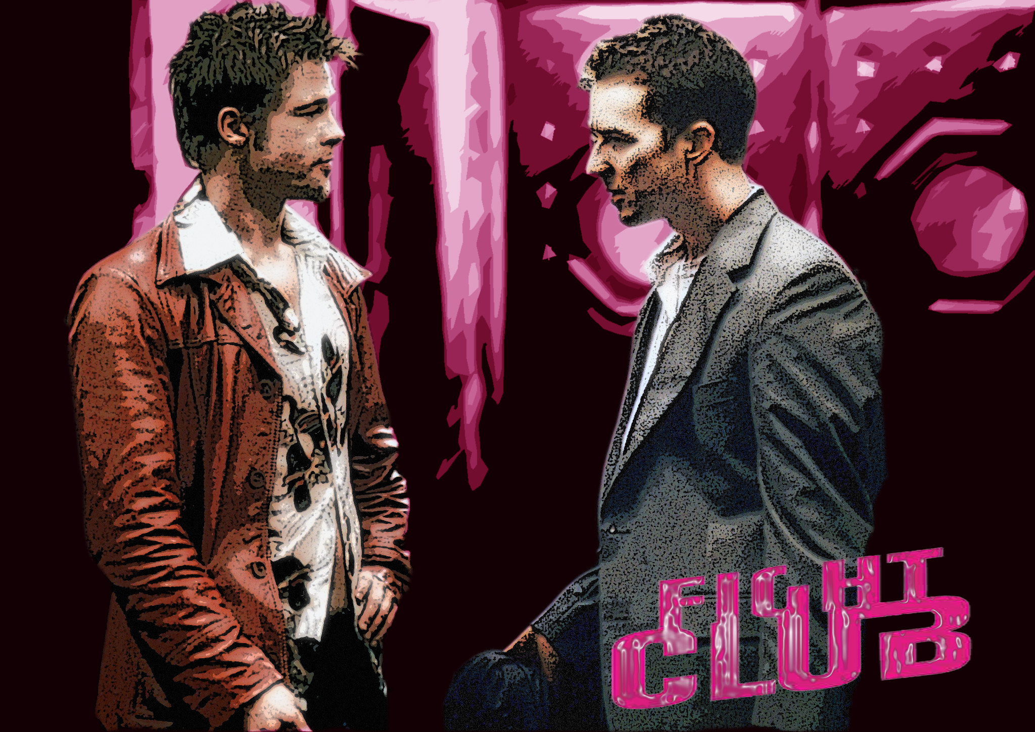 Brad Pitt, Edward Norton, Fight Club, Rosa, Full HD, sfondo desktop