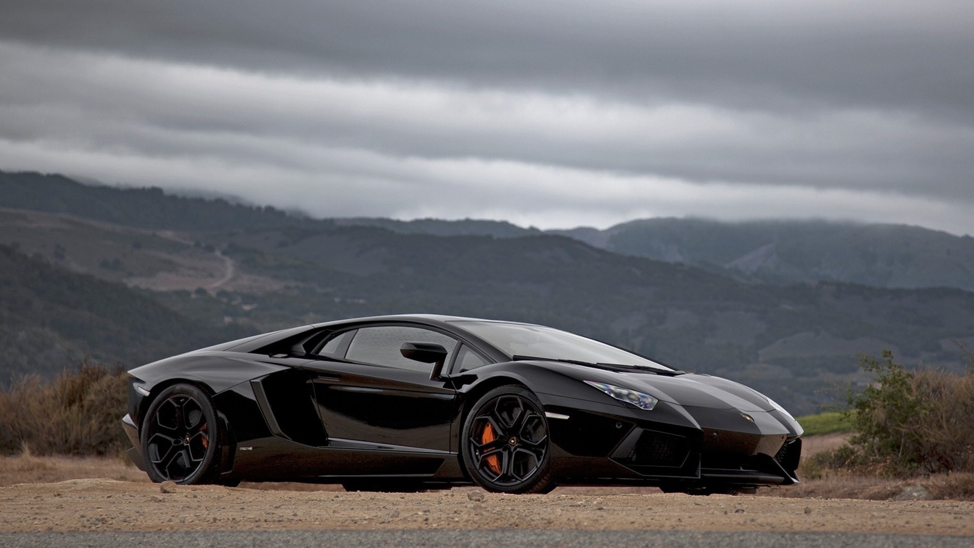 Lamborghini Aventador, Nero, Montagne, Supercar, Full HD, sfondo per portatile