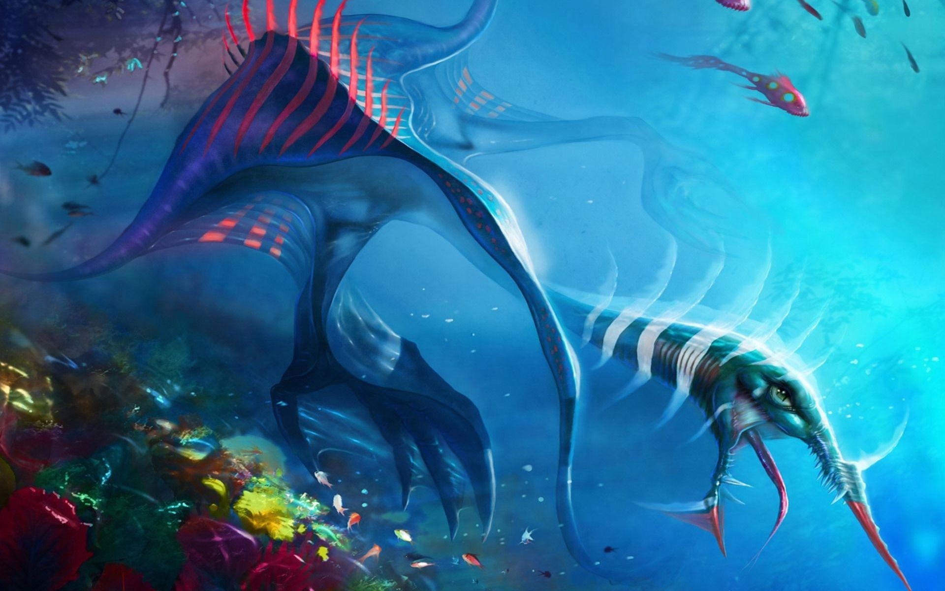 Creature marine, Fantasy, Digital art, Sott'acqua, Full HD, sfondo Windows 11