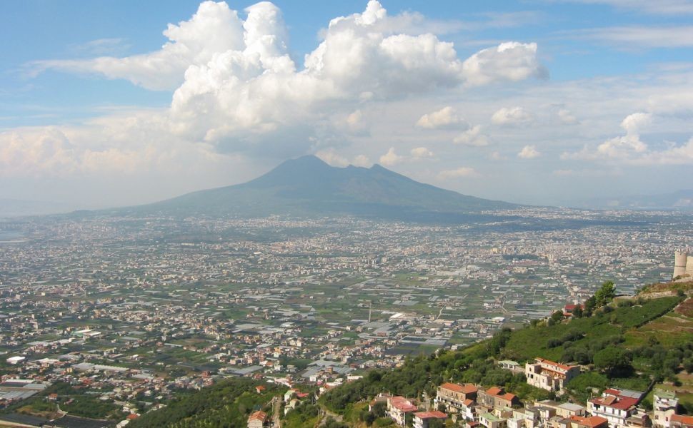 Vesuvio, Napoli, Panorama, Nuvole, Campania, wallpaper Windows 11