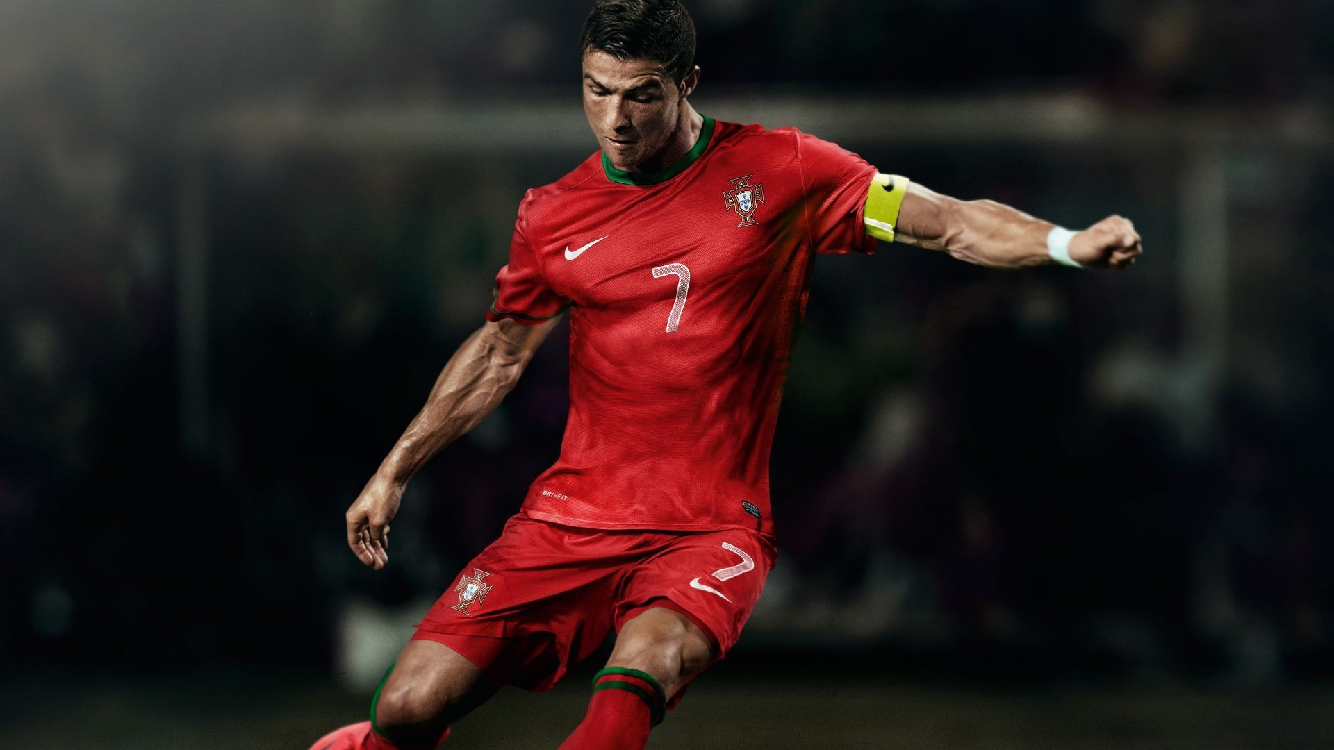 Cristiano Ronaldo, Portogallo, Fascia da capitano, Tiro, Full HD, sfondo per PC