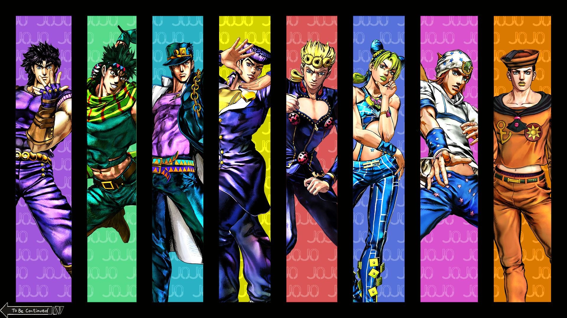Le bizzarre avventure di JoJo, Protagonisti JoJo, Giorno Giovanna, Jotaro Kujo, Collage, sfondo desktop