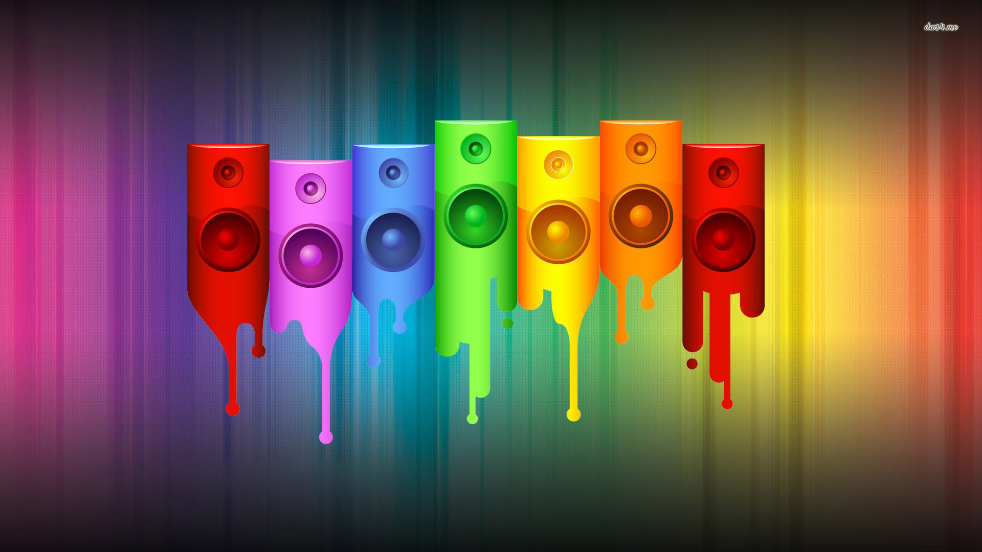 Altoparlanti colorati, Vernice colante, Arcobaleno, Full HD, sfondo Windows 11