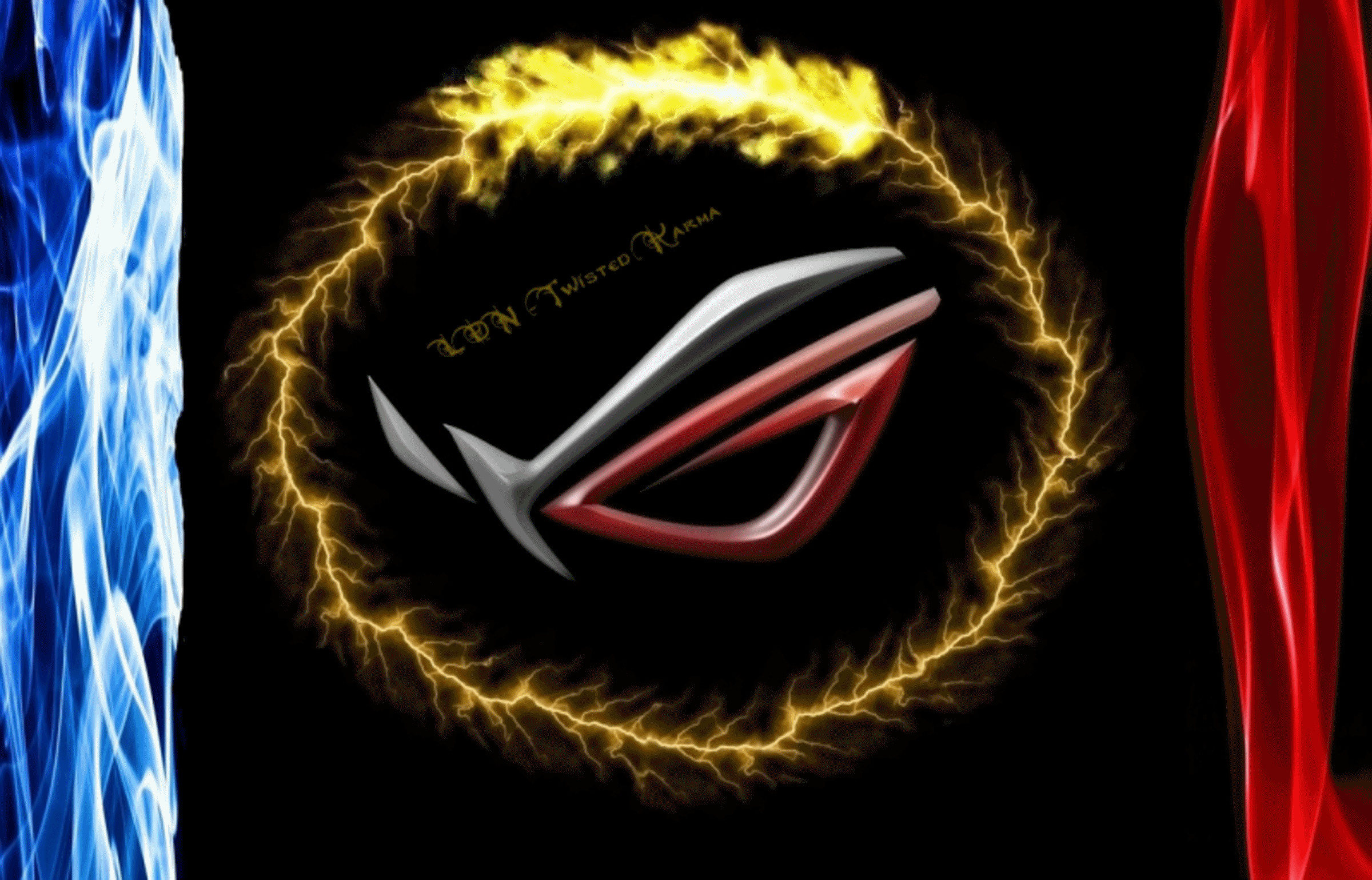 Logo ROG, Asus, Anello di fuoco, Fulmini, Full HD, sfondo per PC e portatile