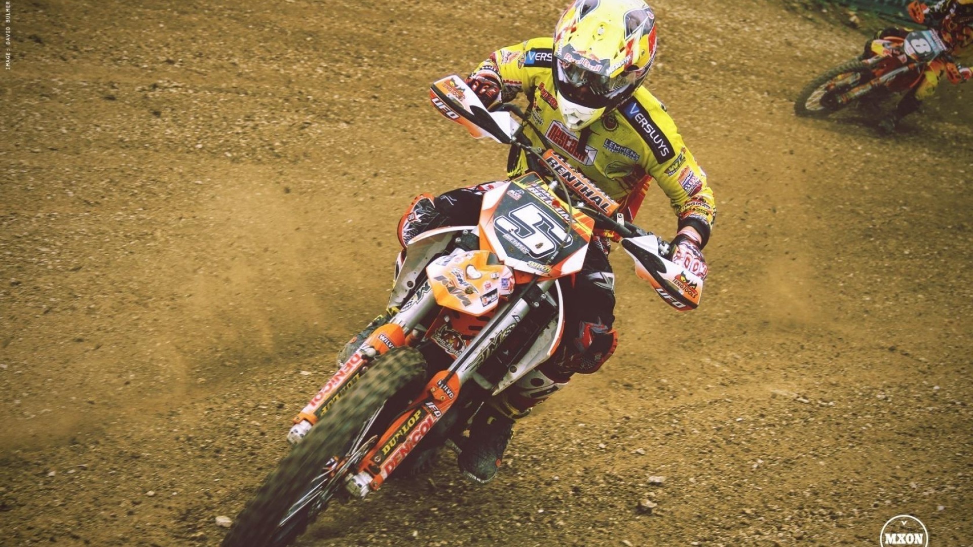 KTM, Motocross, Curva, Polvere, 16:9 Full HD, wallpaper widescreen