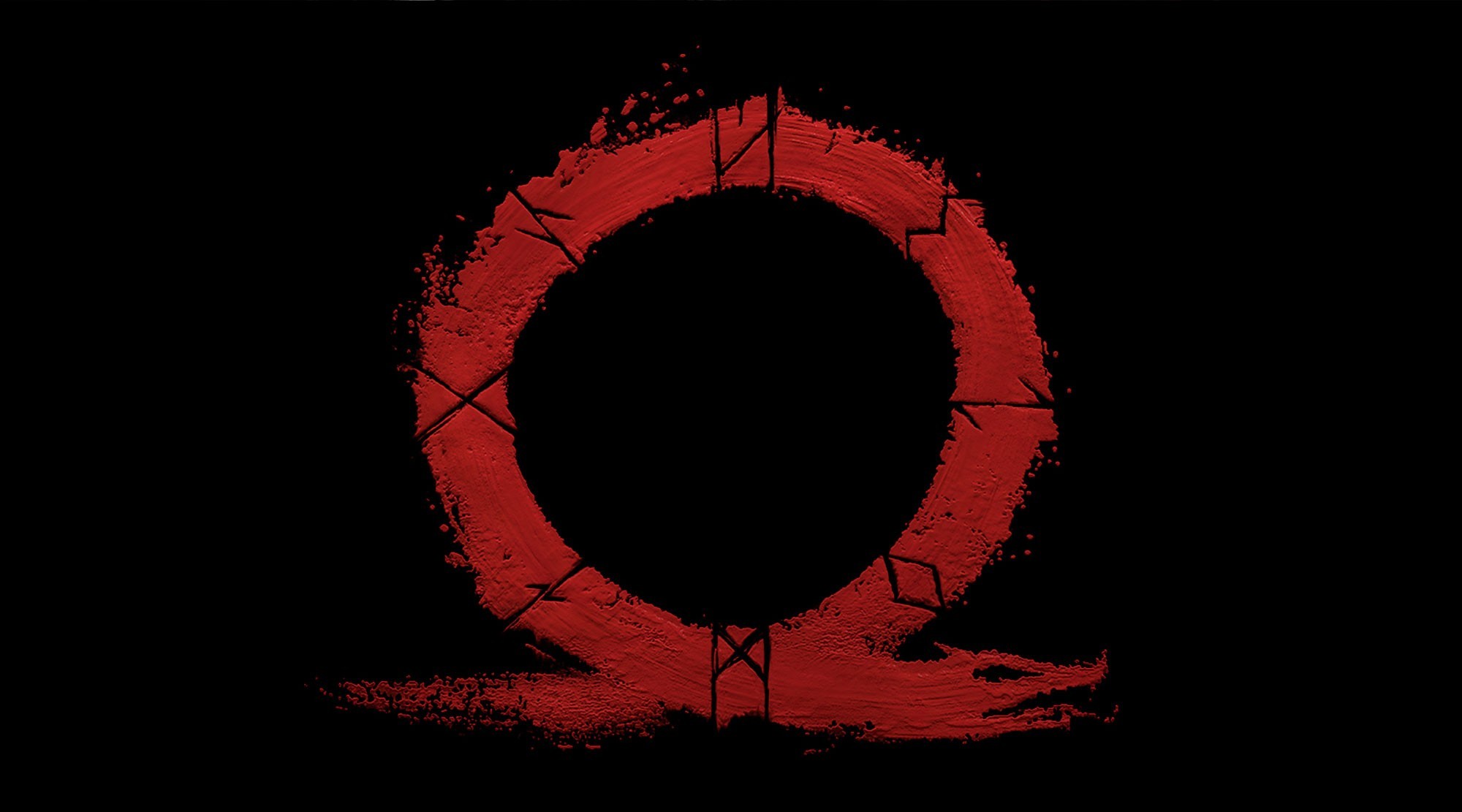 Simbolo Omega, God of War, Logo, Rosso, Sfondo nero, Full HD, wallpaper per PC
