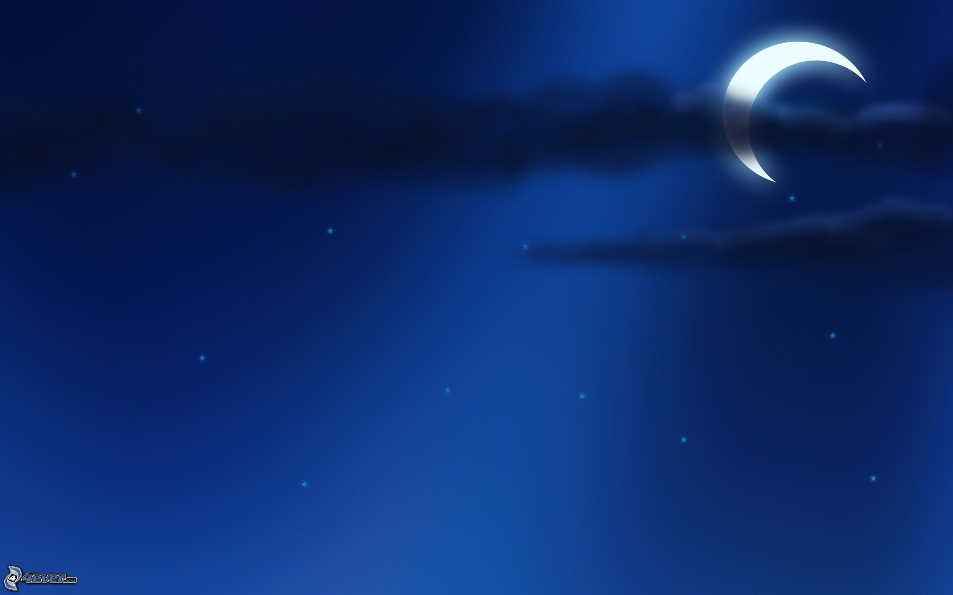 Luna crescente, Cielo notturno, Blu, Nuvole, 16:10 Full HD, wallpaper widescreen