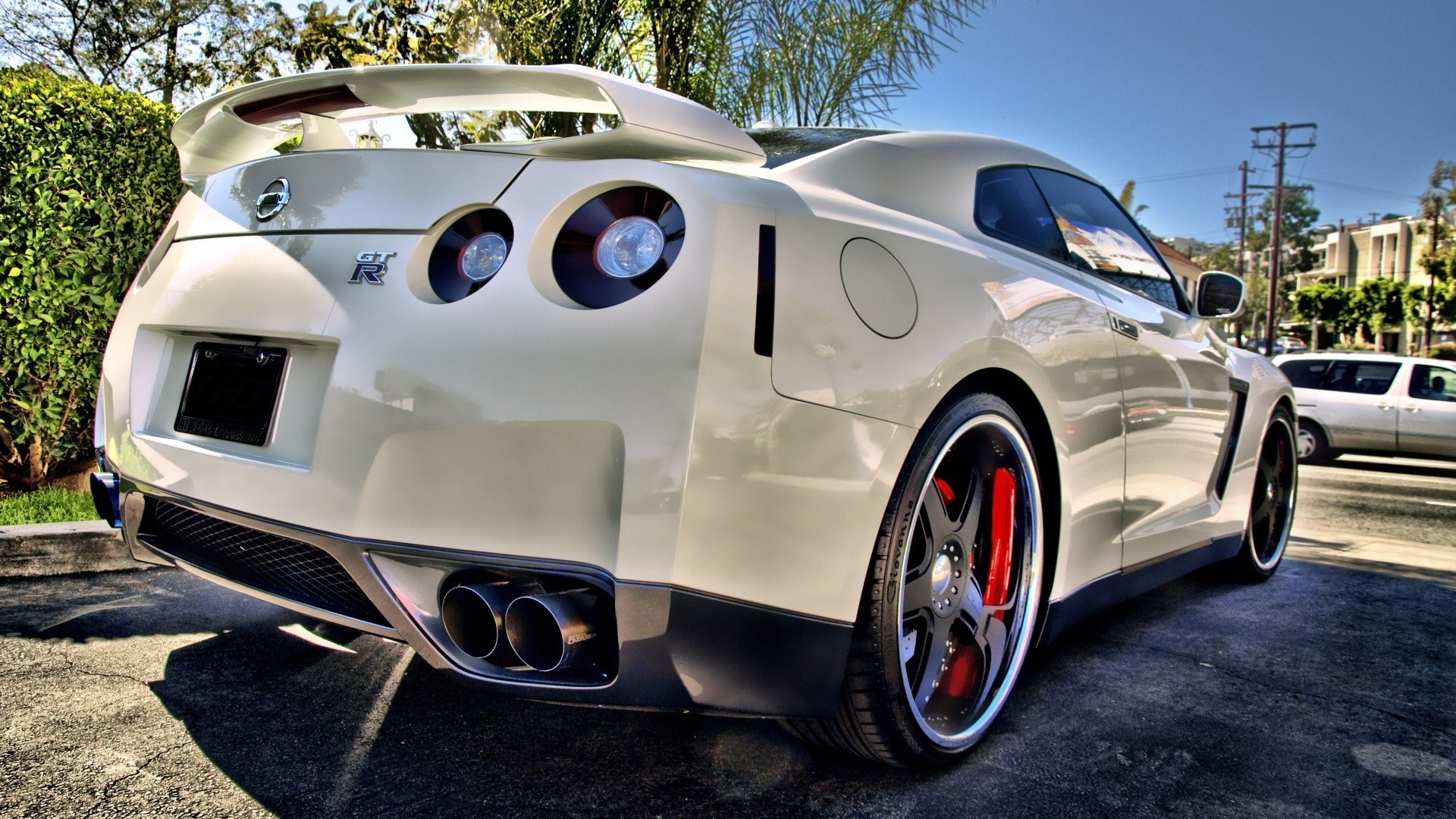 Nissan GT-R (R35), Supercar, Bianco, Vista posteriore, Full HD, sfondo desktop