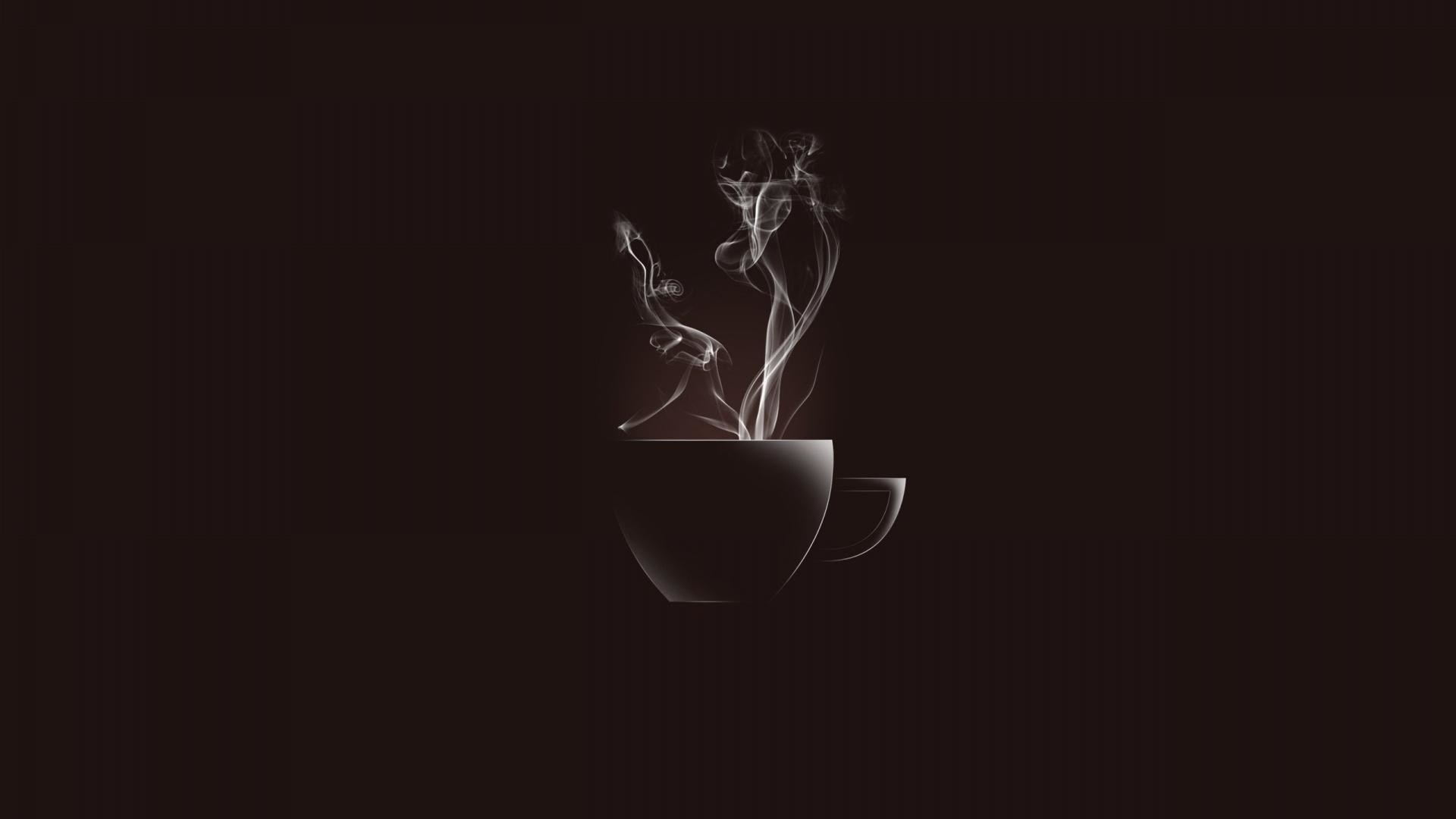 Tazza di caffè, Vapore, Sfondo scuro, Minimalista, Full HD, wallpaper per PC