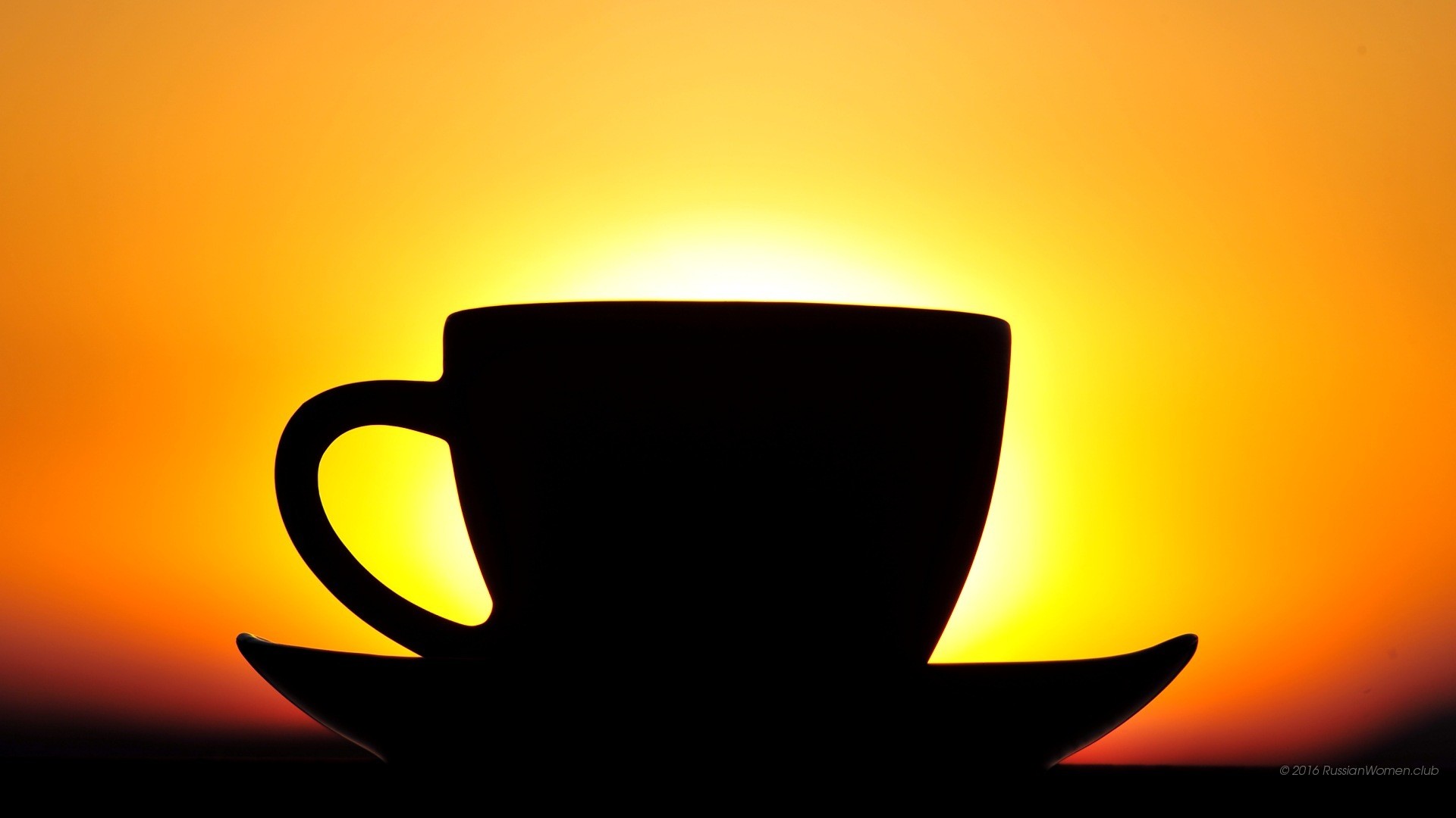 Tazza, Silhouette, Tramonto, Arancione, sfondo desktop