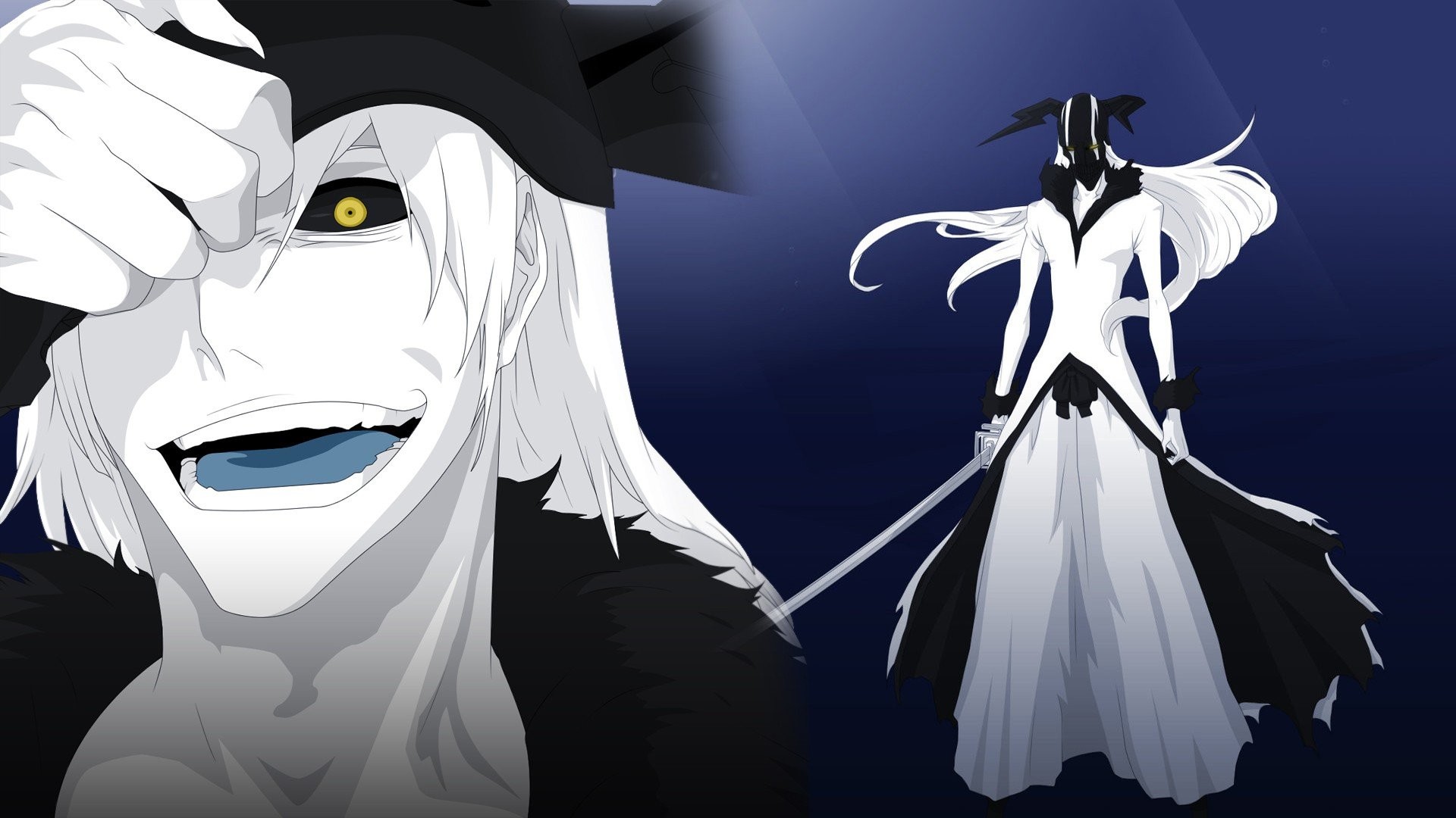 Gin Ichimaru, Bleach, Sorriso, Blu, 16:9 Full HD, sfondo widescreen