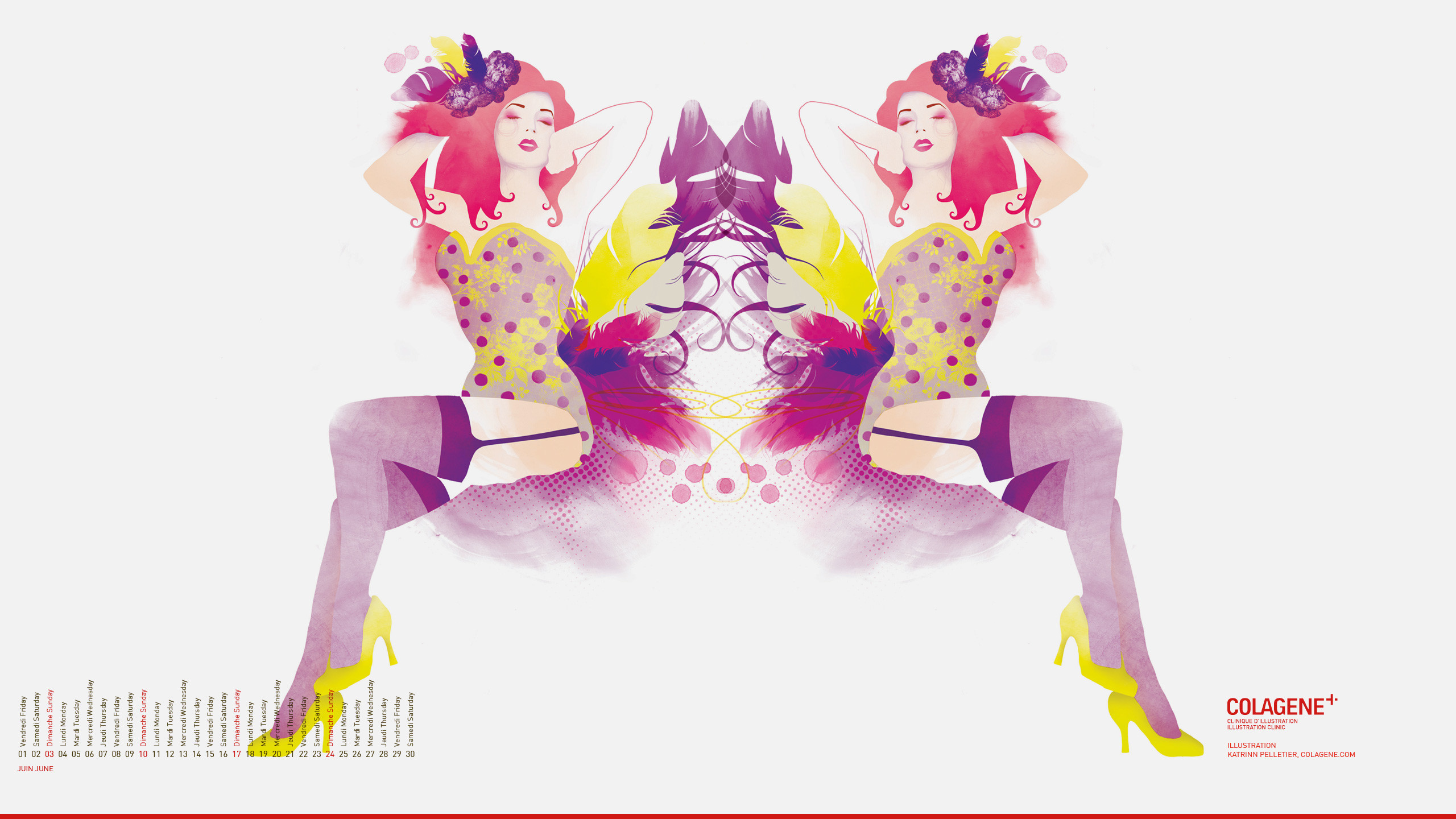 Colagene, Pin-up, Illustrazione speculare, Colori vivaci, Arte grafica, sfondo desktop 1440p