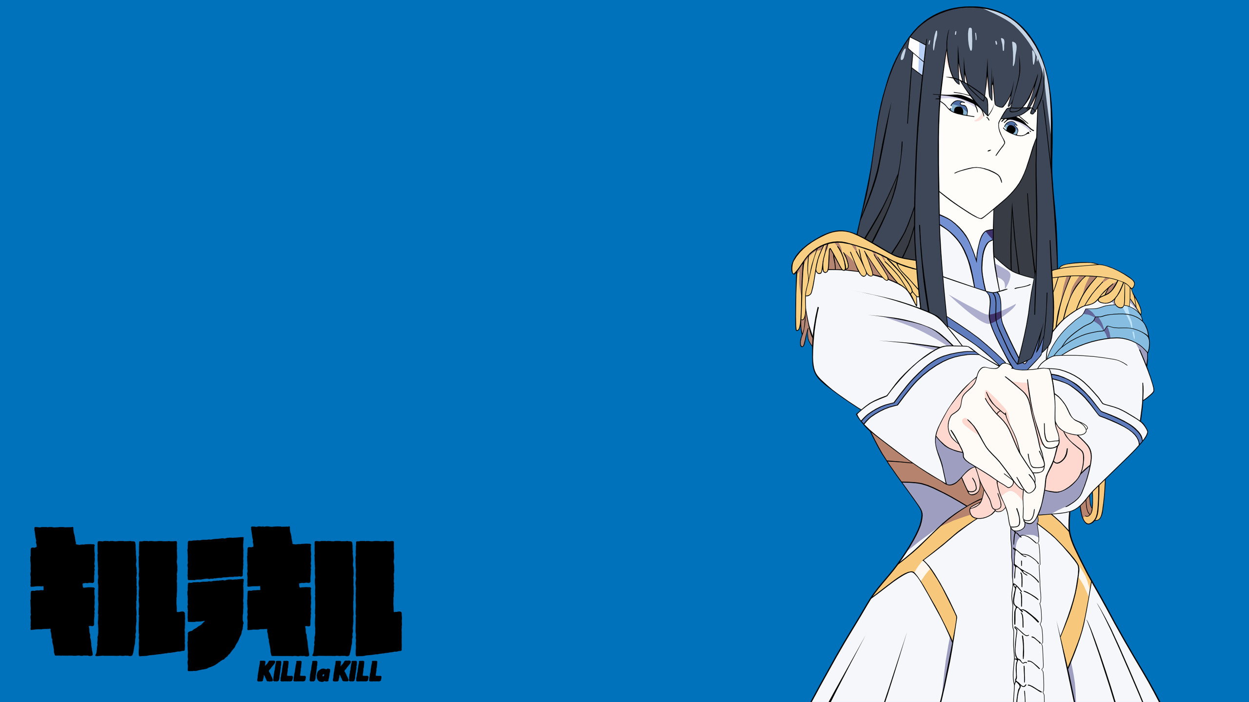 Satsuki Kiryuin, Kill la Kill, Logo, Sfondo blu, 2K, wallpaper desktop